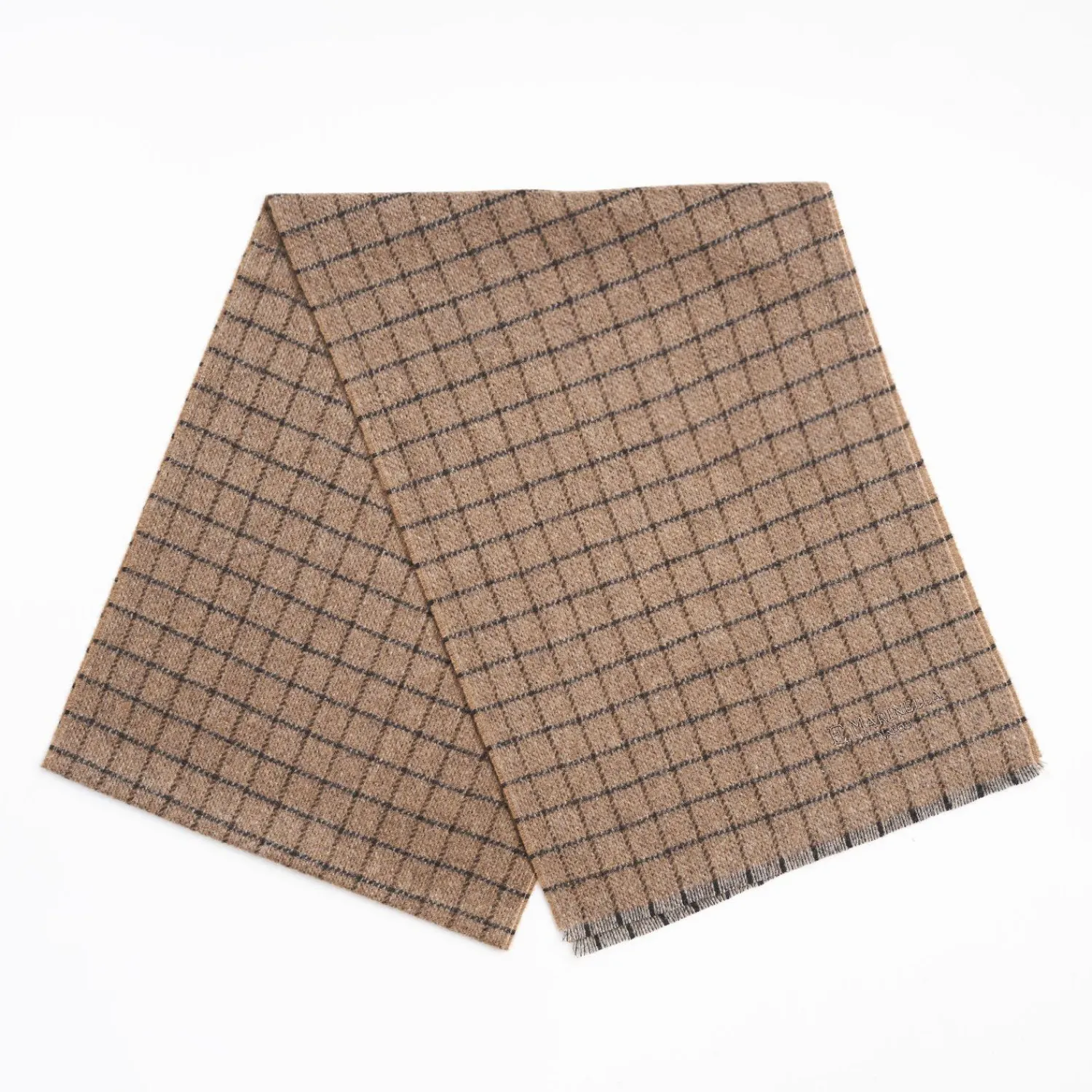 Light Brown Cashmere Small-Check Scarf>E.Marinella Best Sale