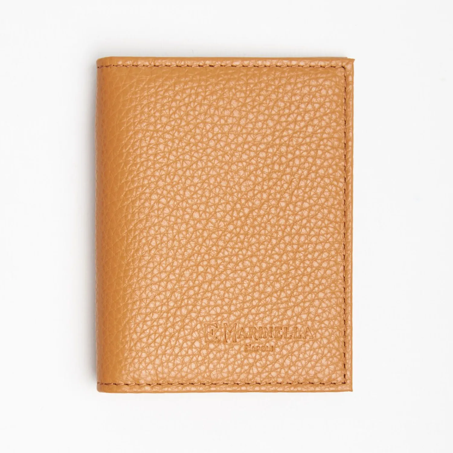 Light Brown Hammered Leather Folding Card Holder - 10 Compartments>E.Marinella Fashion
