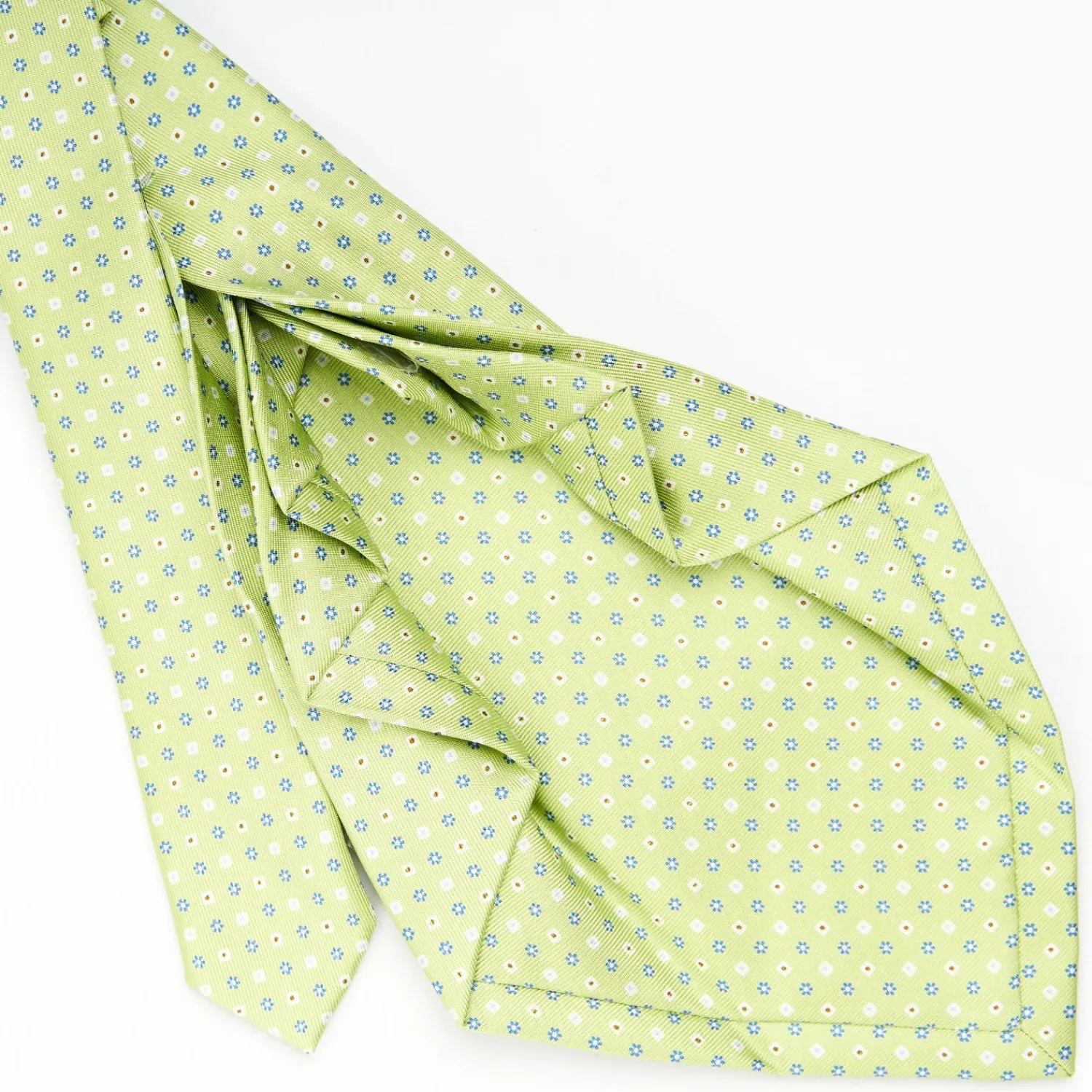Light Green 9 Fold Sartorial Silk Tie Small Flower Pattern>E.Marinella Clearance