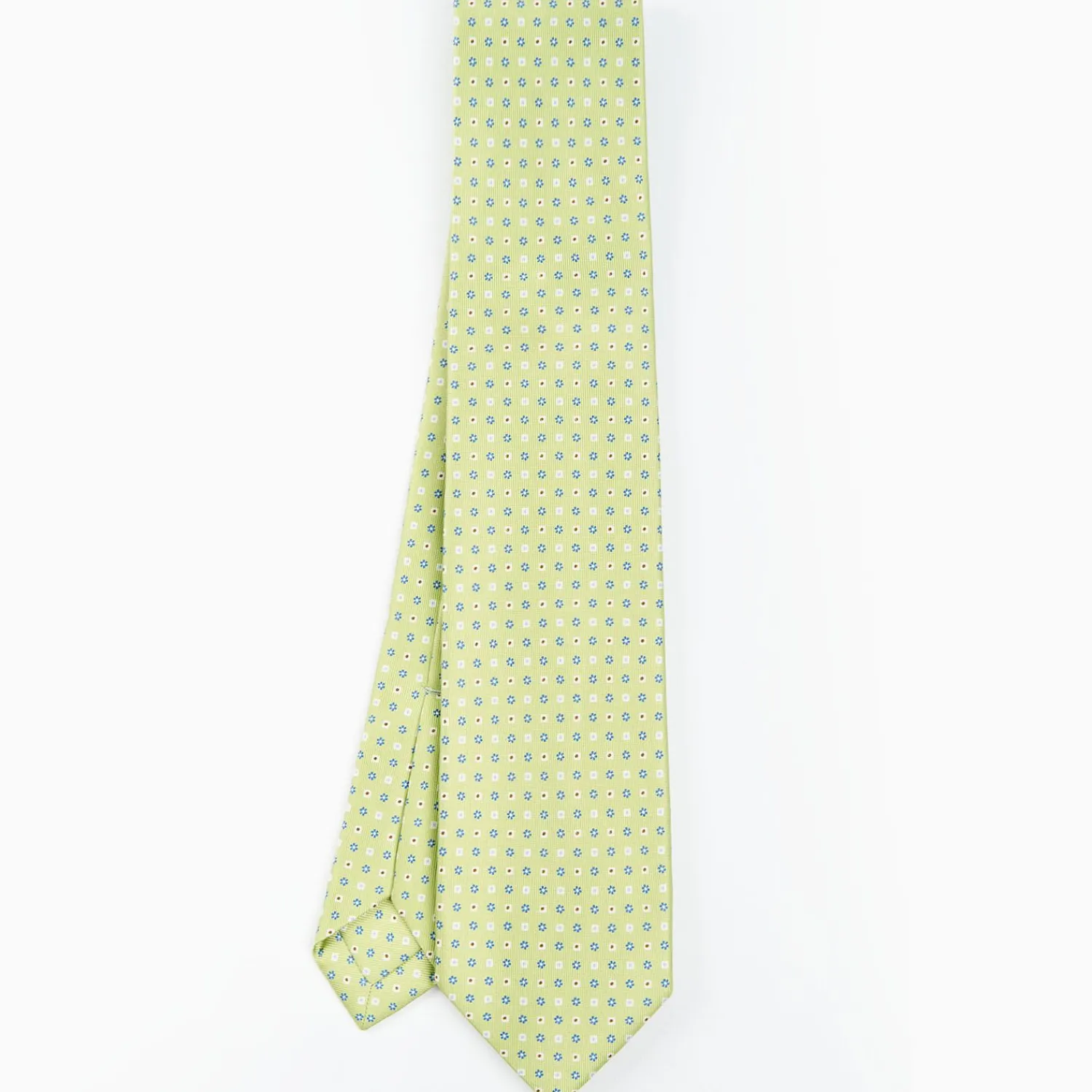 Light Green 7 Fold Sartorial Silk Tie - Small Flower Pattern>E.Marinella Outlet
