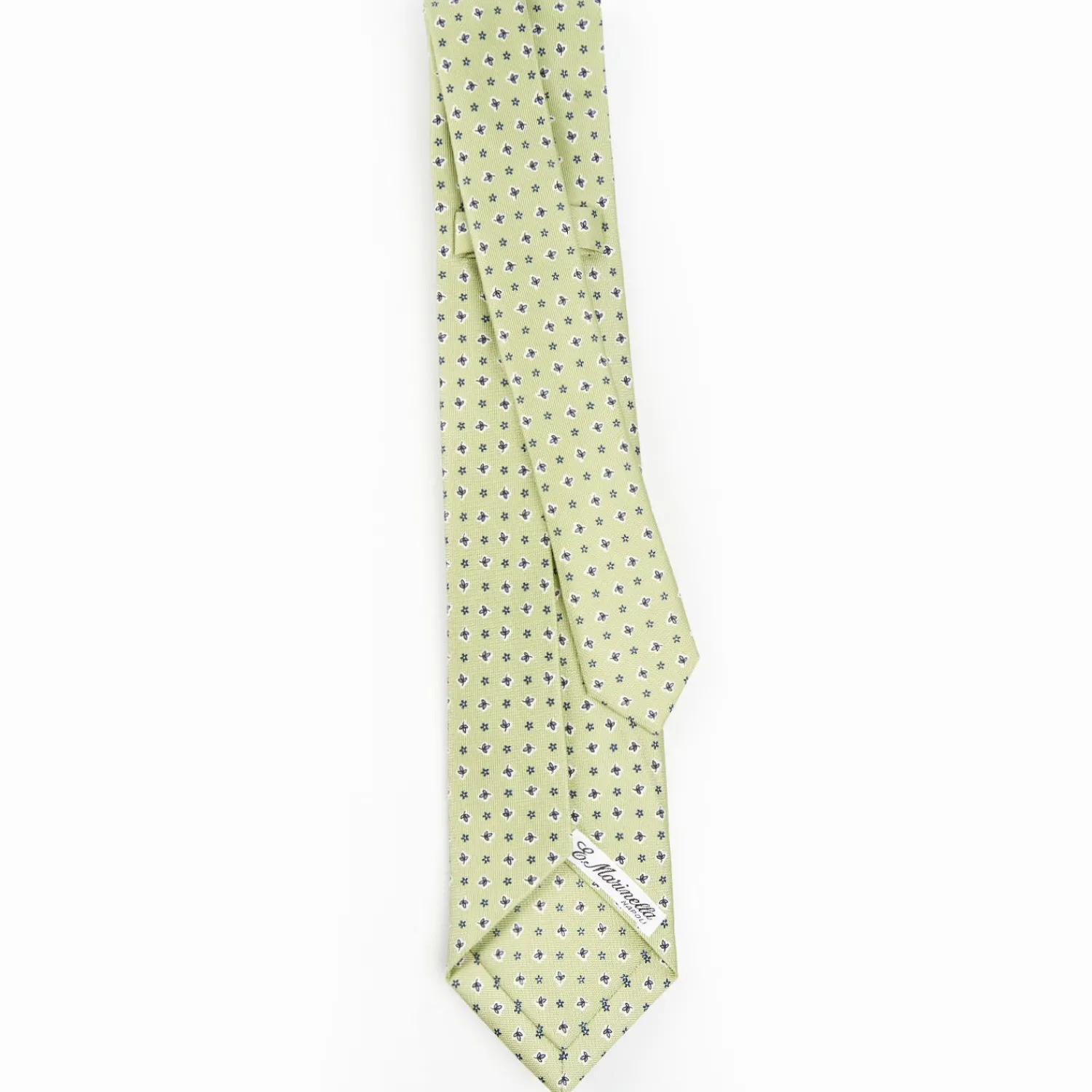 Light Green 9 Fold Sartorial Silk Tie - Small Flower Pattern>E.Marinella Clearance