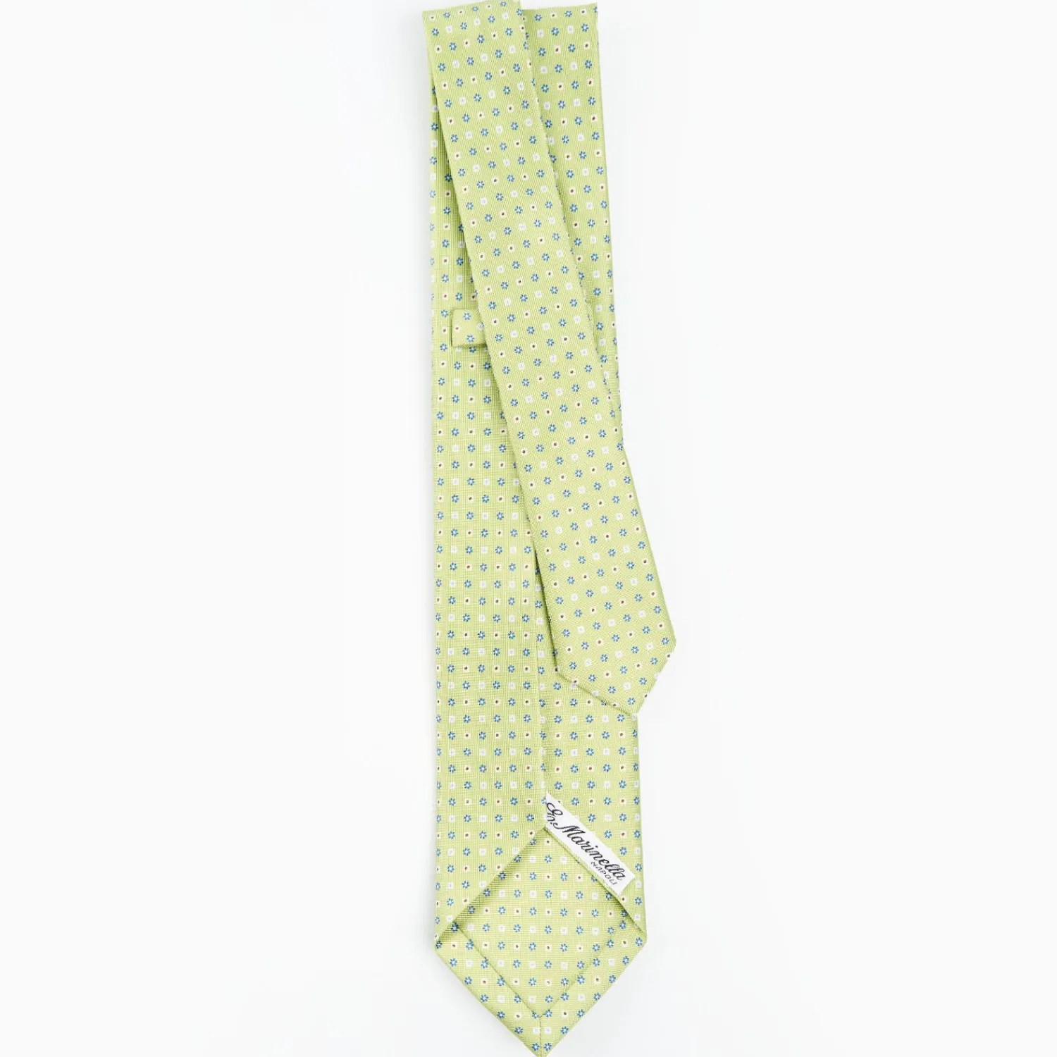 Light Green 7 Fold Sartorial Silk Tie - Small Flower Pattern>E.Marinella Outlet