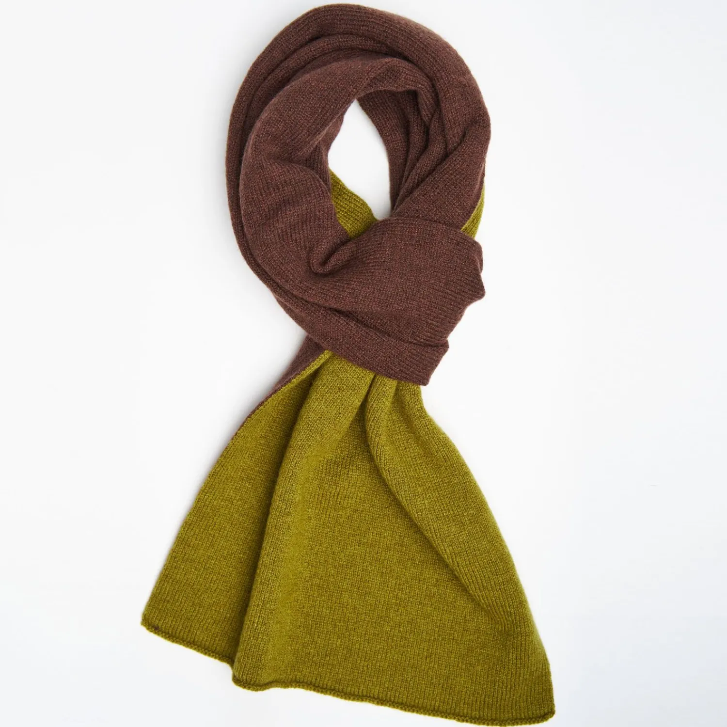 Light Green And Dark Brown Two-Tone Solid Cashmere Neck Warmer>E.Marinella Outlet