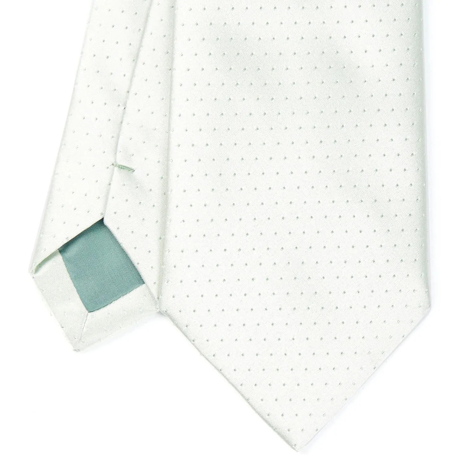 Light Green Cerimonial Silk Satin Tie Small Polka Dot Pattern>E.Marinella New