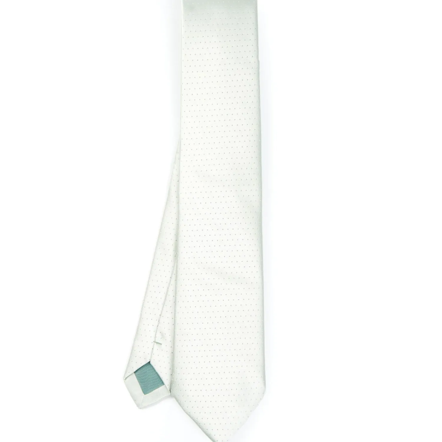 Light Green Cerimonial Silk Satin Tie Small Polka Dot Pattern>E.Marinella New