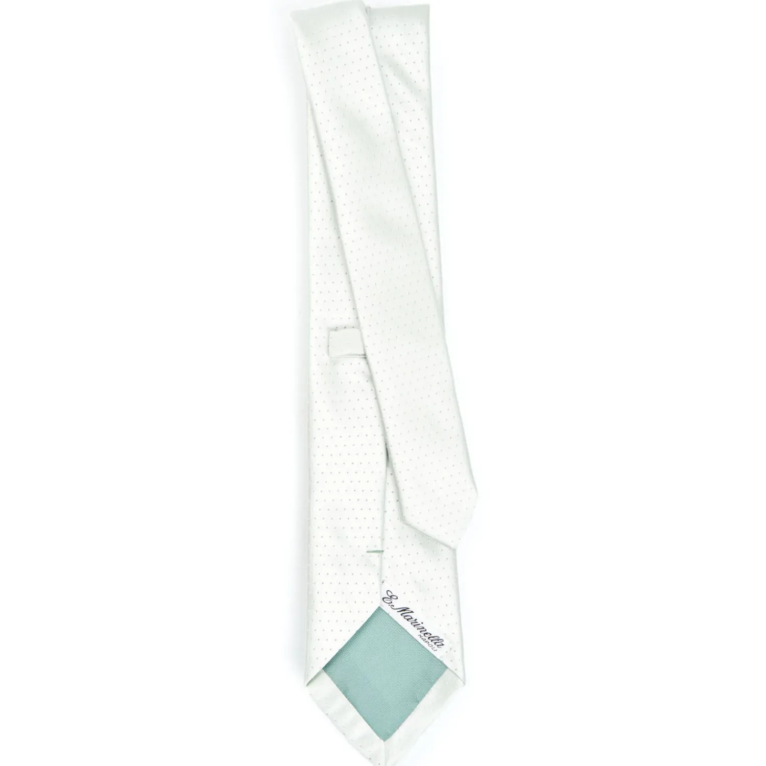 Light Green Cerimonial Silk Satin Tie Small Polka Dot Pattern>E.Marinella New