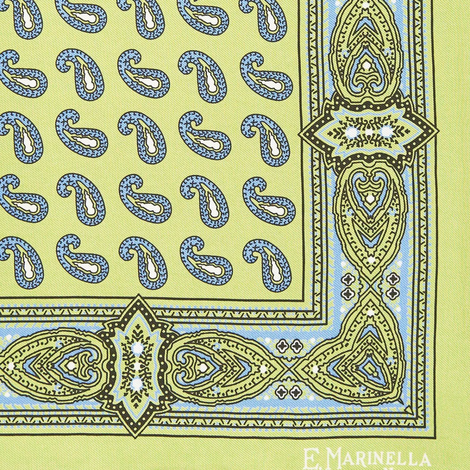 Light Green Hand-Printed Silk Pocket Square - Paisley Pattern>E.Marinella Hot