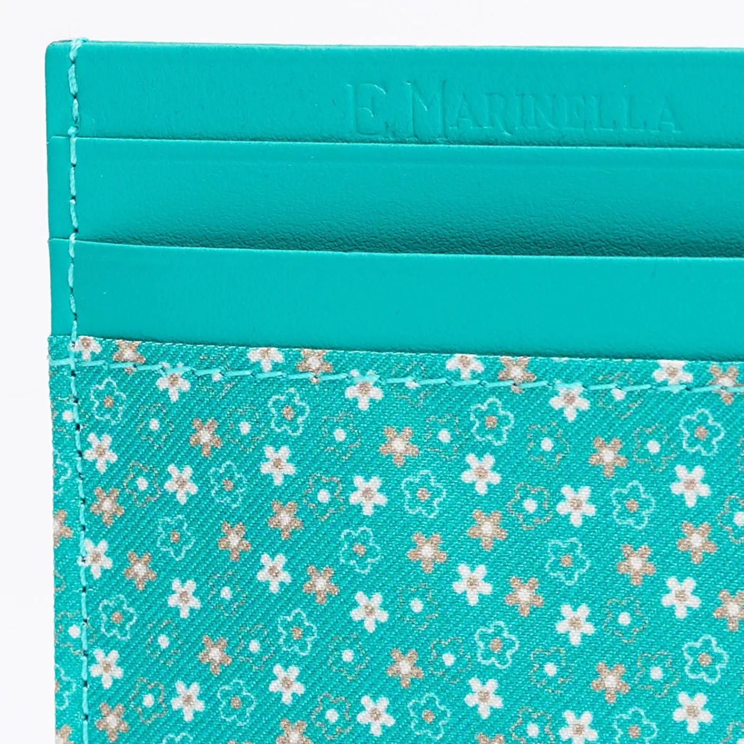Light Green Leather And Silk Credit Card Holder - 5 Compartments>E.Marinella Best