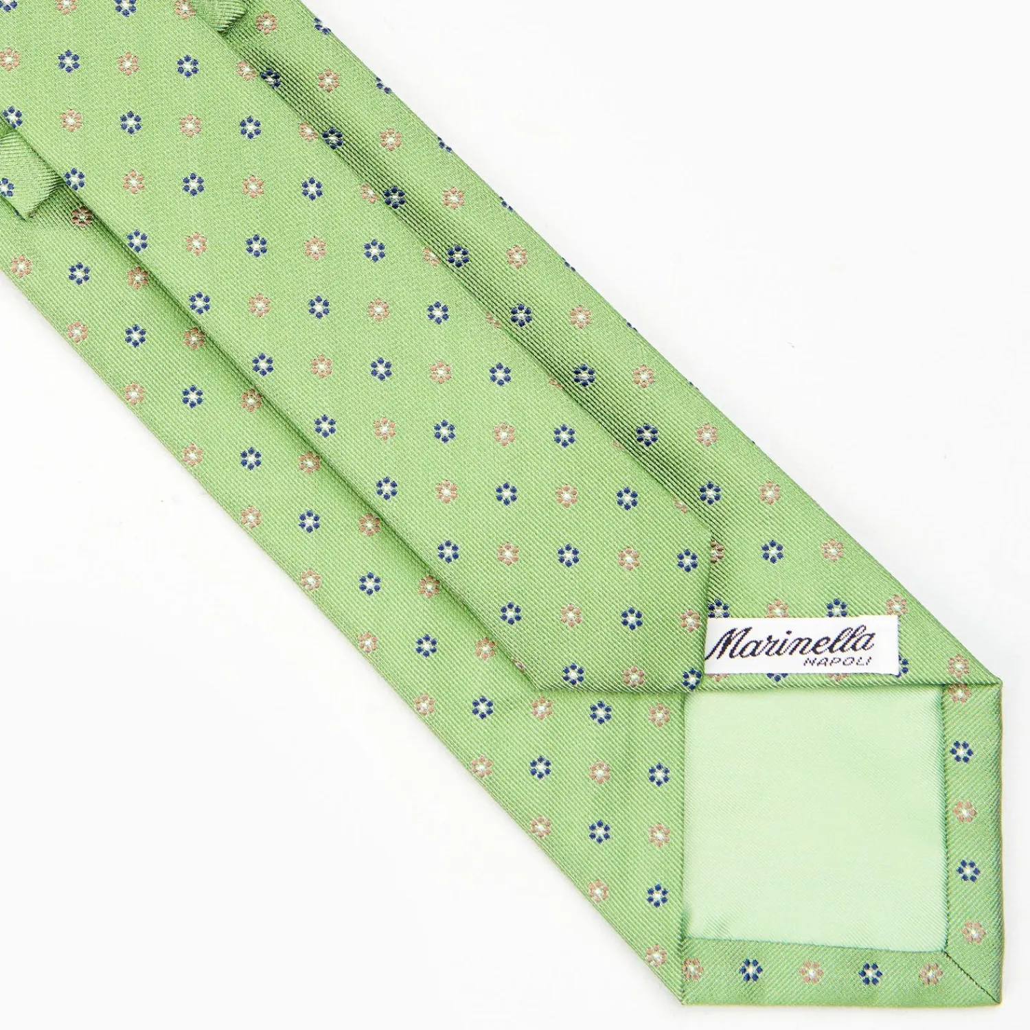 Light Green Sartorial Jacquard Silk Tie - Small Flower Designs>E.Marinella Clearance