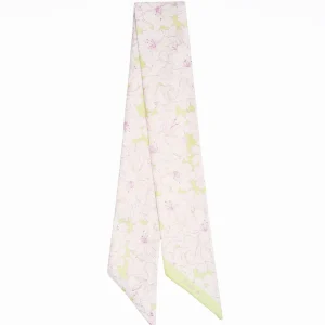 Light Green Silk Twilly - Floral Pattern>E.Marinella New