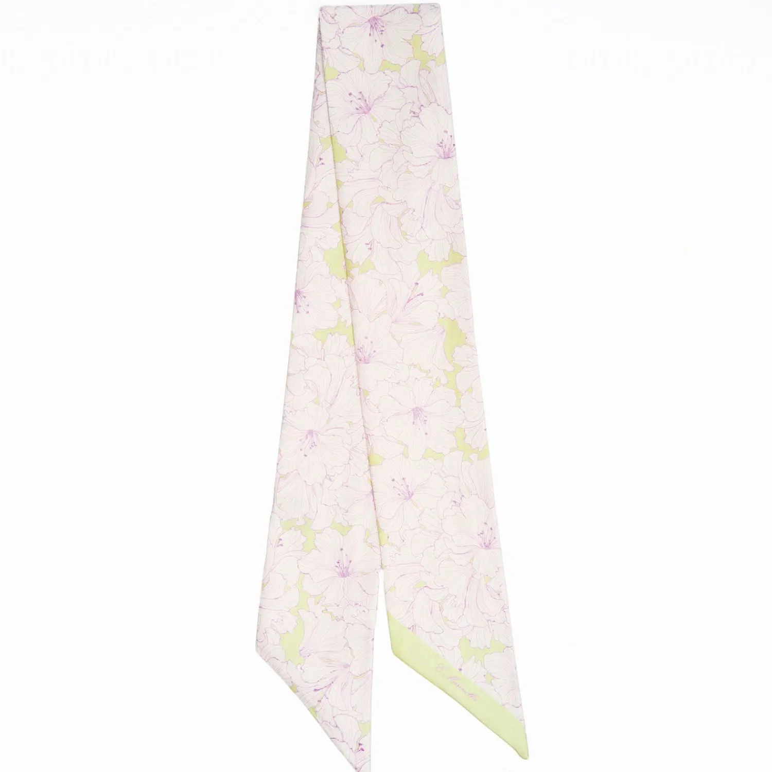 Light Green Silk Twilly - Floral Pattern>E.Marinella New