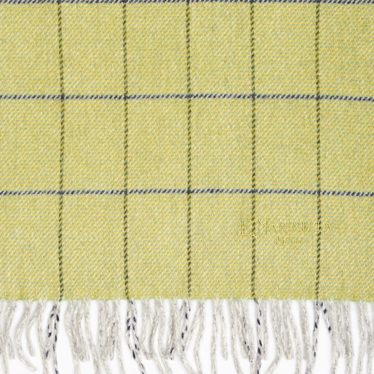 Light Green Wool Plaid Fringed Scarf>E.Marinella Fashion