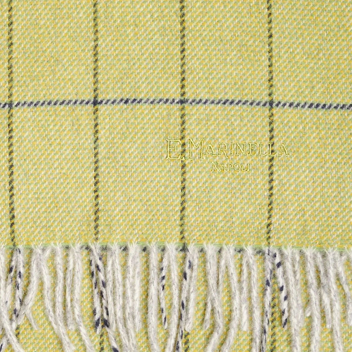 Light Green Wool Plaid Fringed Scarf>E.Marinella Fashion