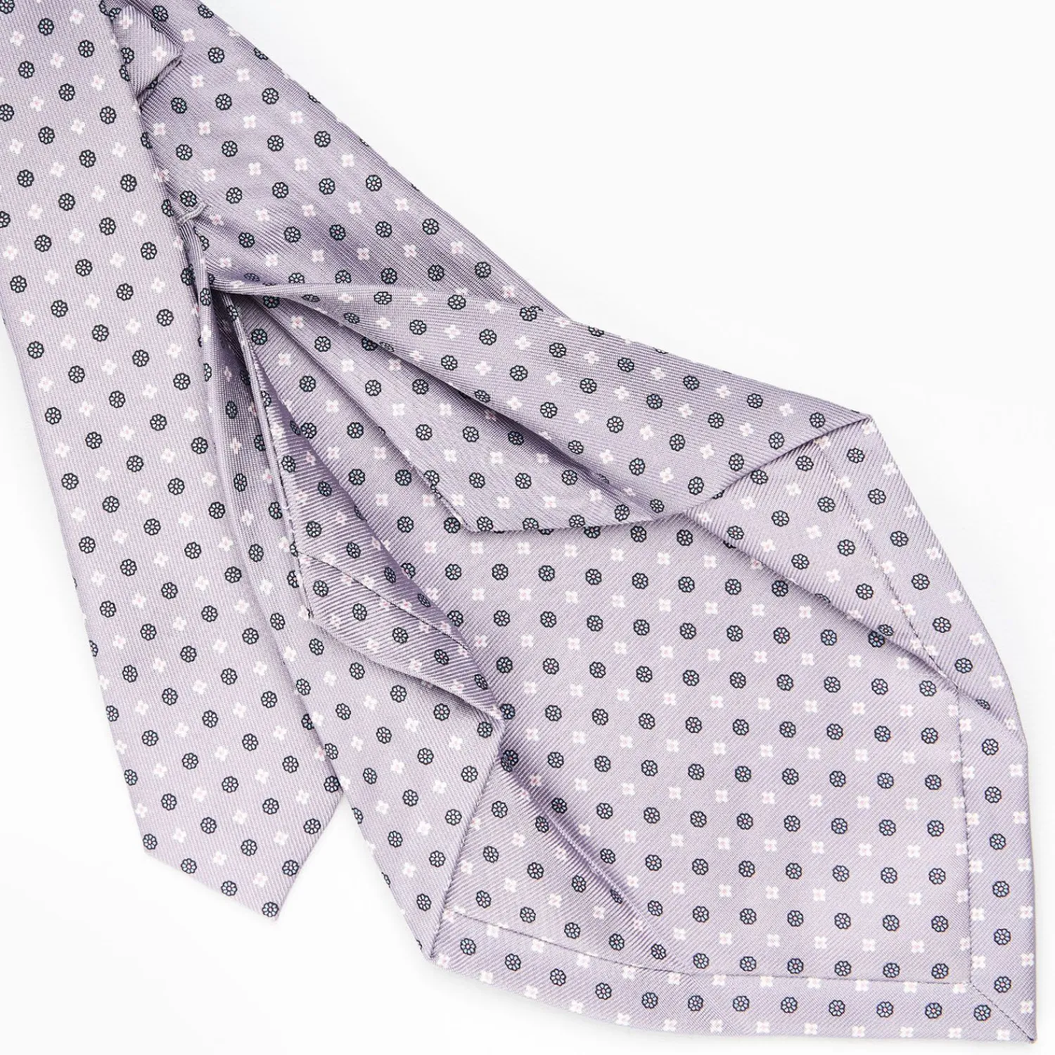 Light Grey 5 Fold Sartorial Silk Tie - Small Flower Pattern>E.Marinella Discount