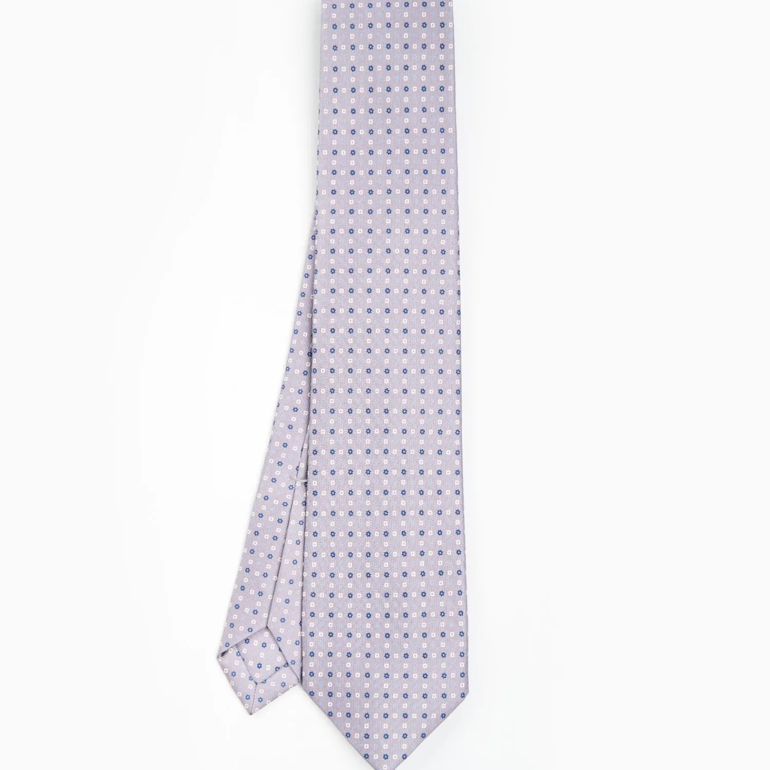 Light Grey 5 Fold Sartorial Silk Tie - Small Flower Pattern>E.Marinella Cheap