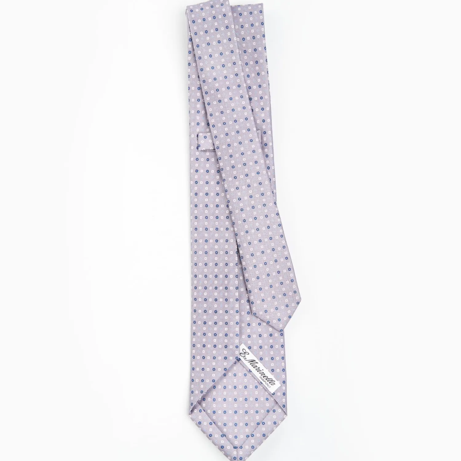 Light Grey 5 Fold Sartorial Silk Tie - Small Flower Pattern>E.Marinella Cheap