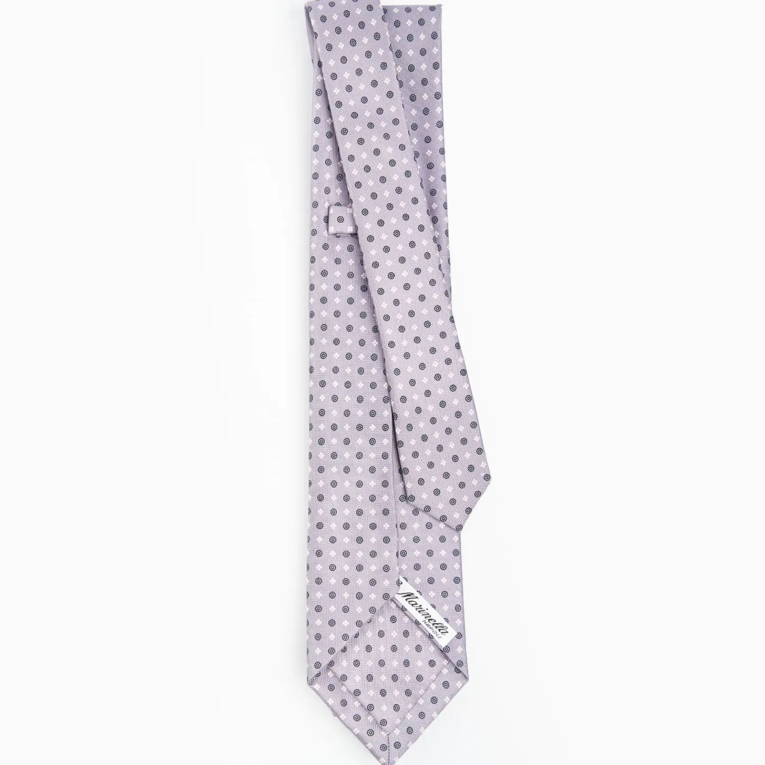 Light Grey 5 Fold Sartorial Silk Tie - Small Flower Pattern>E.Marinella Discount