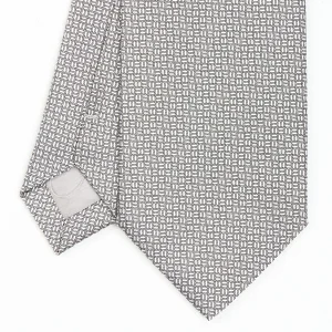 Light Grey Ceremonial Jacquard Silk Tie - Small Geometric Pattern>E.Marinella Shop