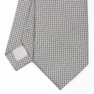 Light Grey Ceremonial Jacquard Silk Tie - Small Geometric Pattern>E.Marinella Store