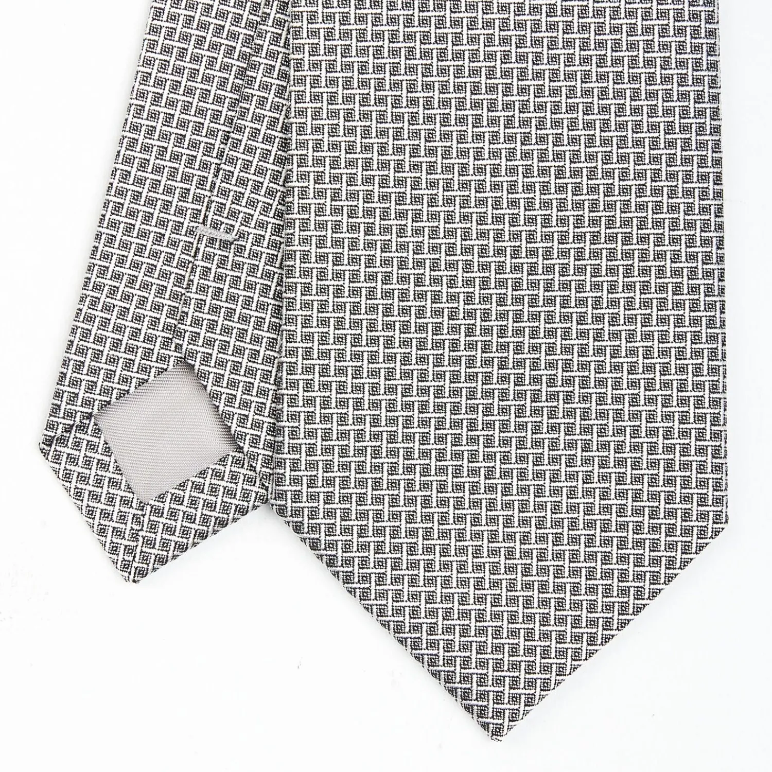 Light Grey Ceremonial Jacquard Silk Tie - Small Geometric Pattern>E.Marinella Store