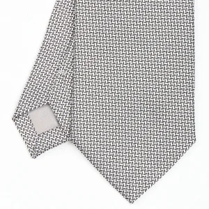 Light Grey Ceremonial Jacquard Silk Tie - Small Geometric Pattern>E.Marinella Hot