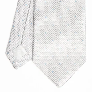 Light Grey Ceremonial Jacquard Silk Tie - Polka Dot Pattern>E.Marinella Clearance