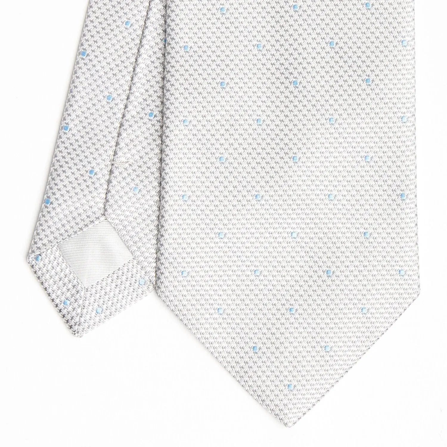 Light Grey Ceremonial Jacquard Silk Tie - Polka Dot Pattern>E.Marinella Clearance