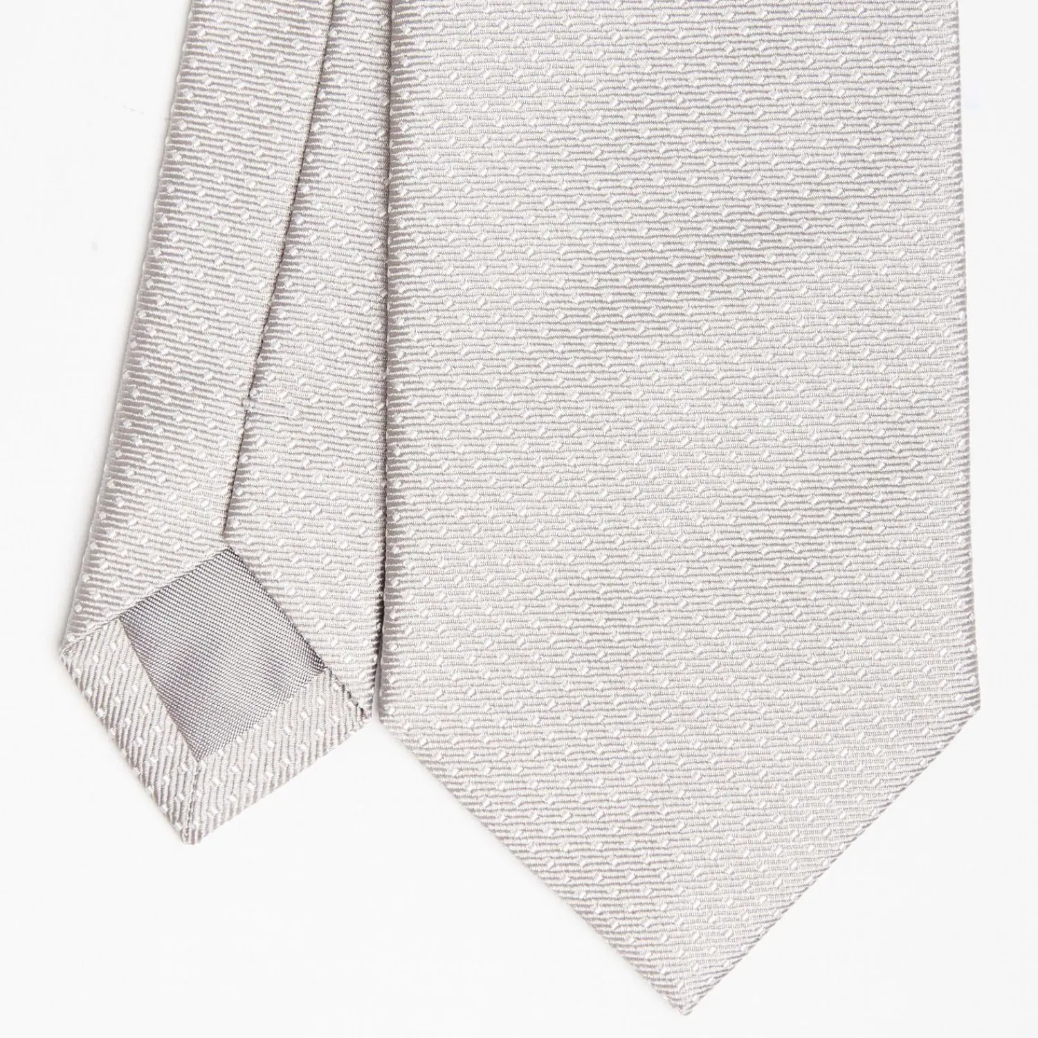 Light Grey Ceremonial Jacquard Silk Tie - Small Polka Dot Pattern>E.Marinella Online