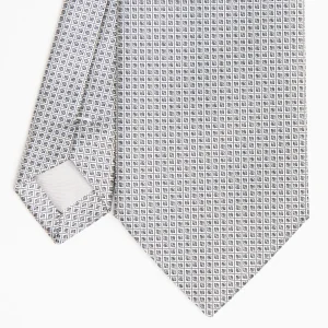 Light Grey Ceremonial Jacquard Silk Tie - Small Geometric Pattern>E.Marinella New