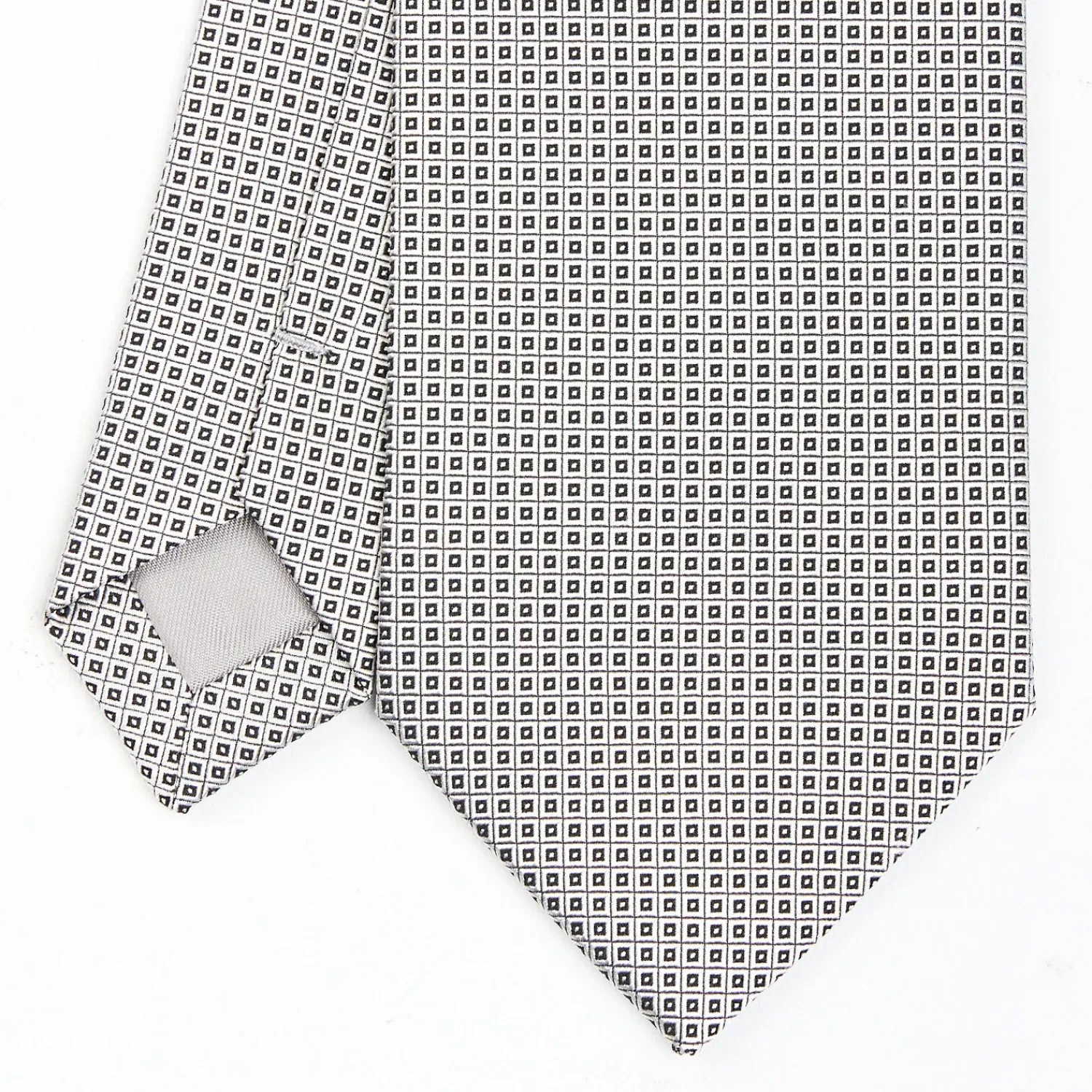 Light Grey Ceremonial Jacquard Silk Tie - Small Geometric Pattern>E.Marinella Hot