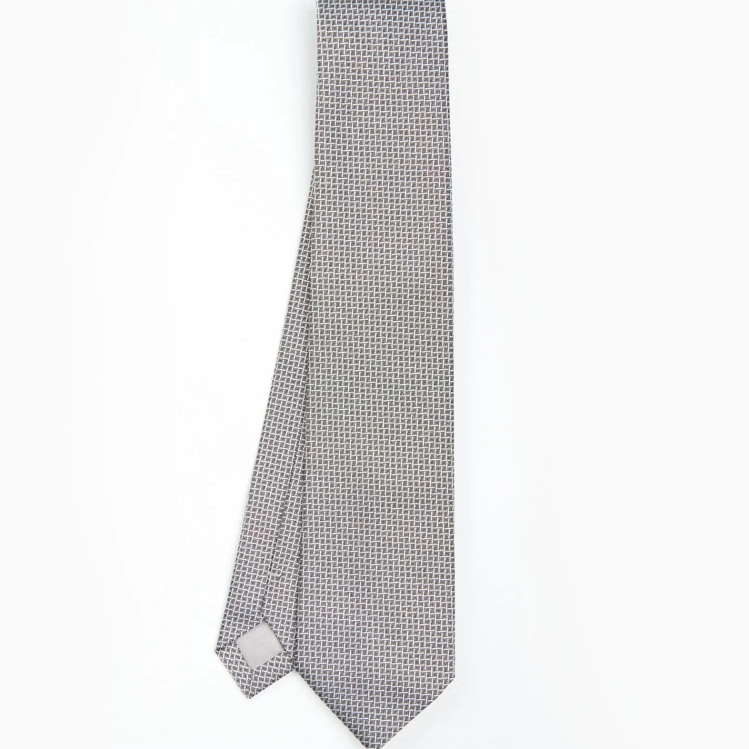 Light Grey Ceremonial Jacquard Silk Tie - Small Geometric Pattern>E.Marinella Store
