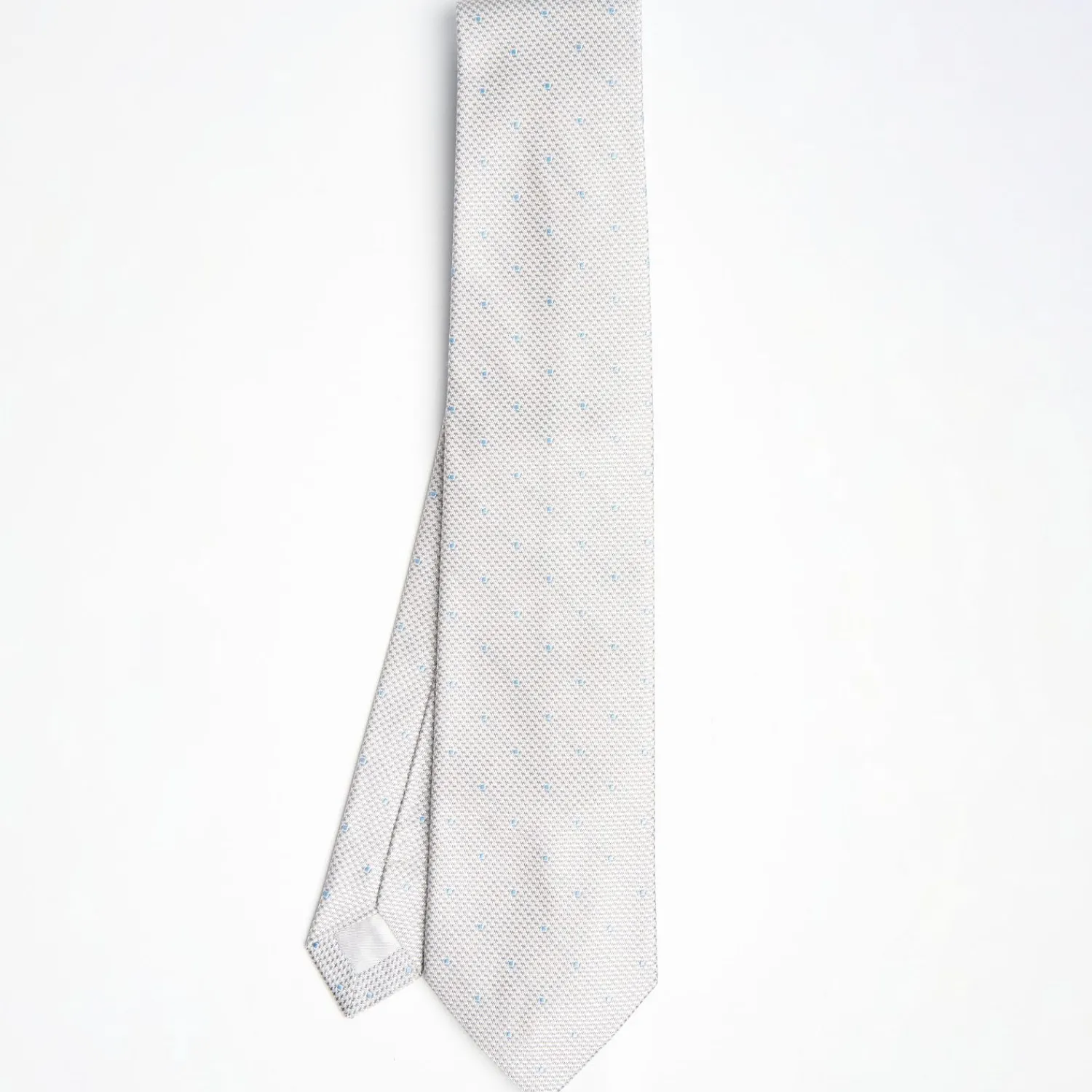 Light Grey Ceremonial Jacquard Silk Tie - Polka Dot Pattern>E.Marinella Clearance