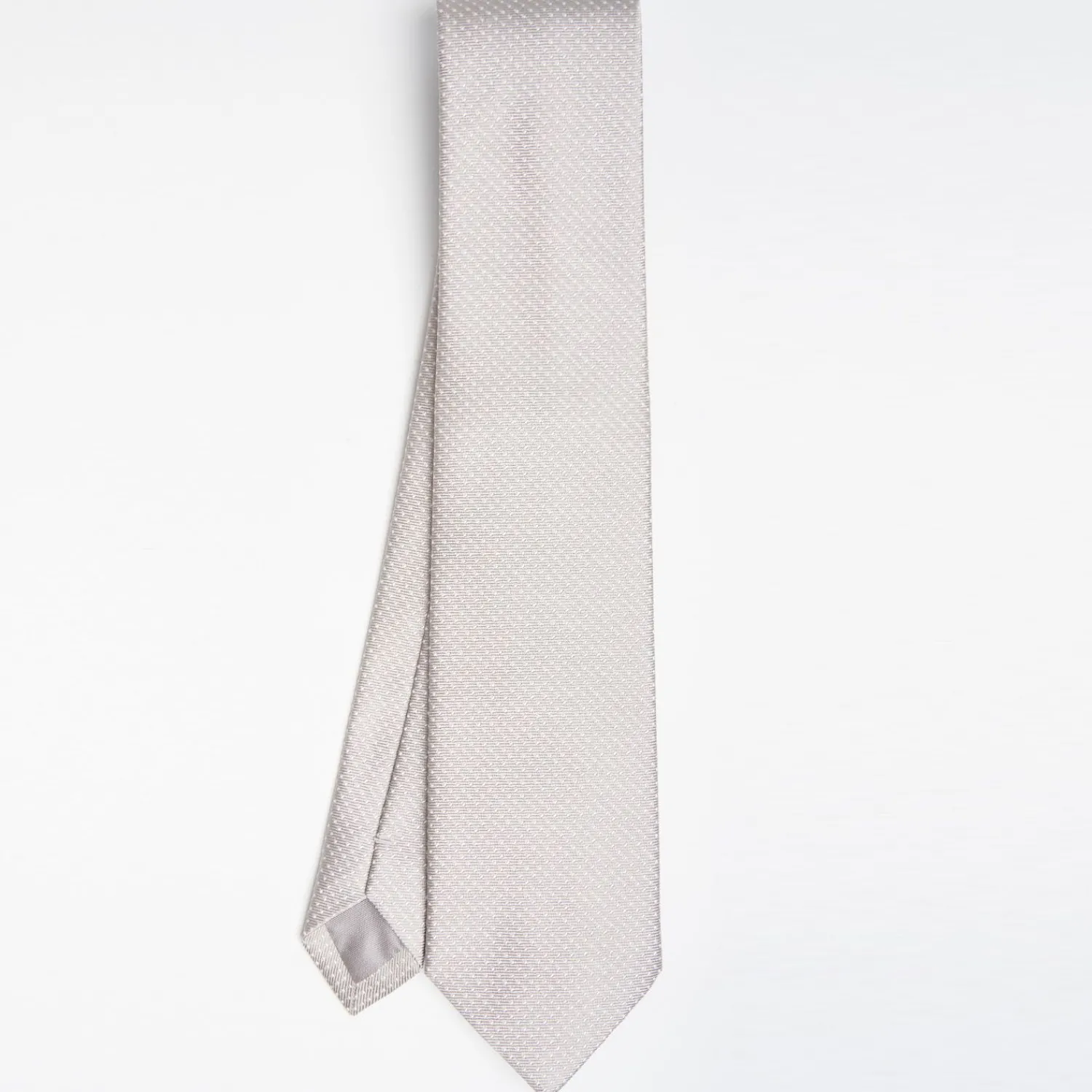 Light Grey Ceremonial Jacquard Silk Tie - Small Polka Dot Pattern>E.Marinella Online