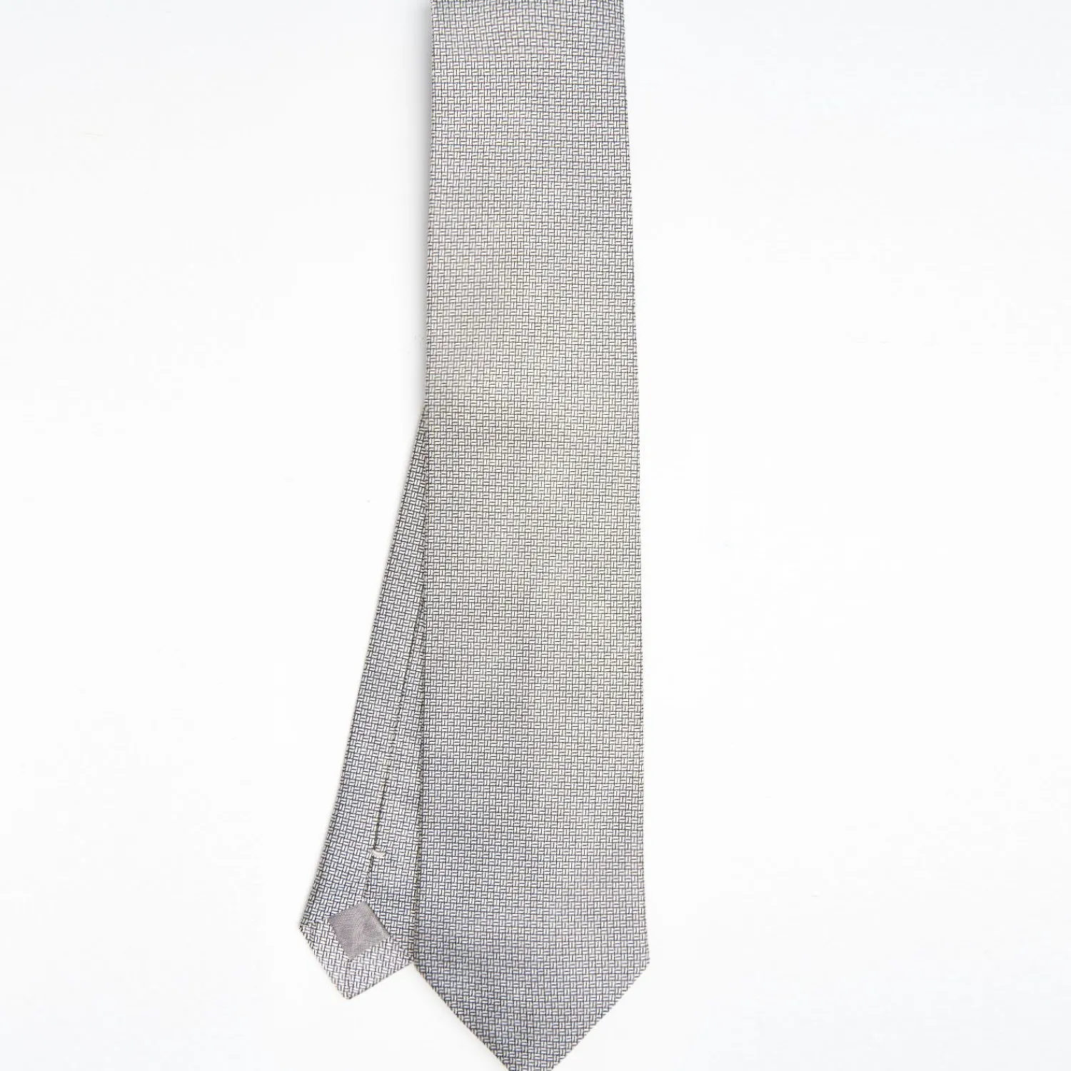 Light Grey Ceremonial Jacquard Silk Tie - Small Geometric Pattern>E.Marinella Best