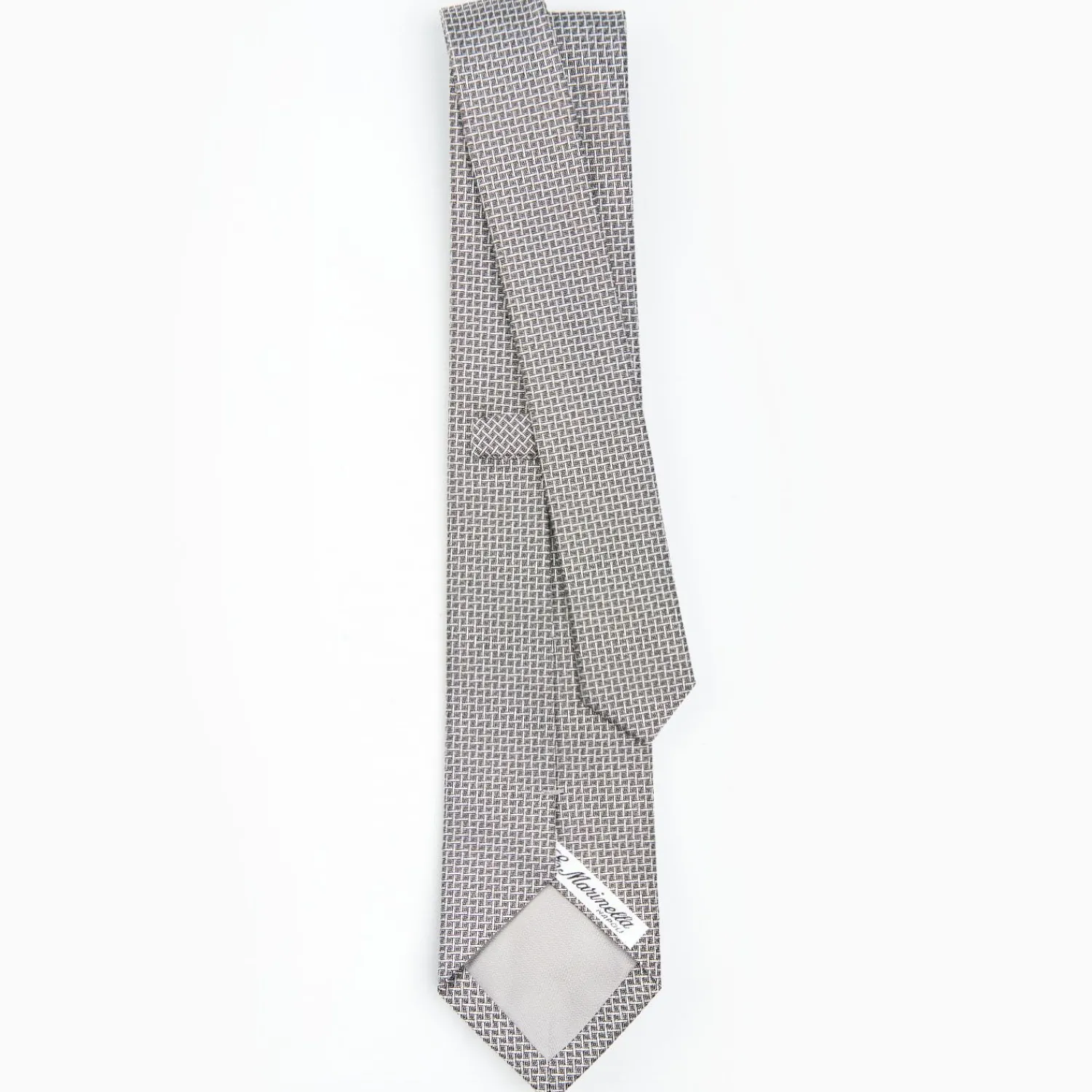 Light Grey Ceremonial Jacquard Silk Tie - Small Geometric Pattern>E.Marinella Store