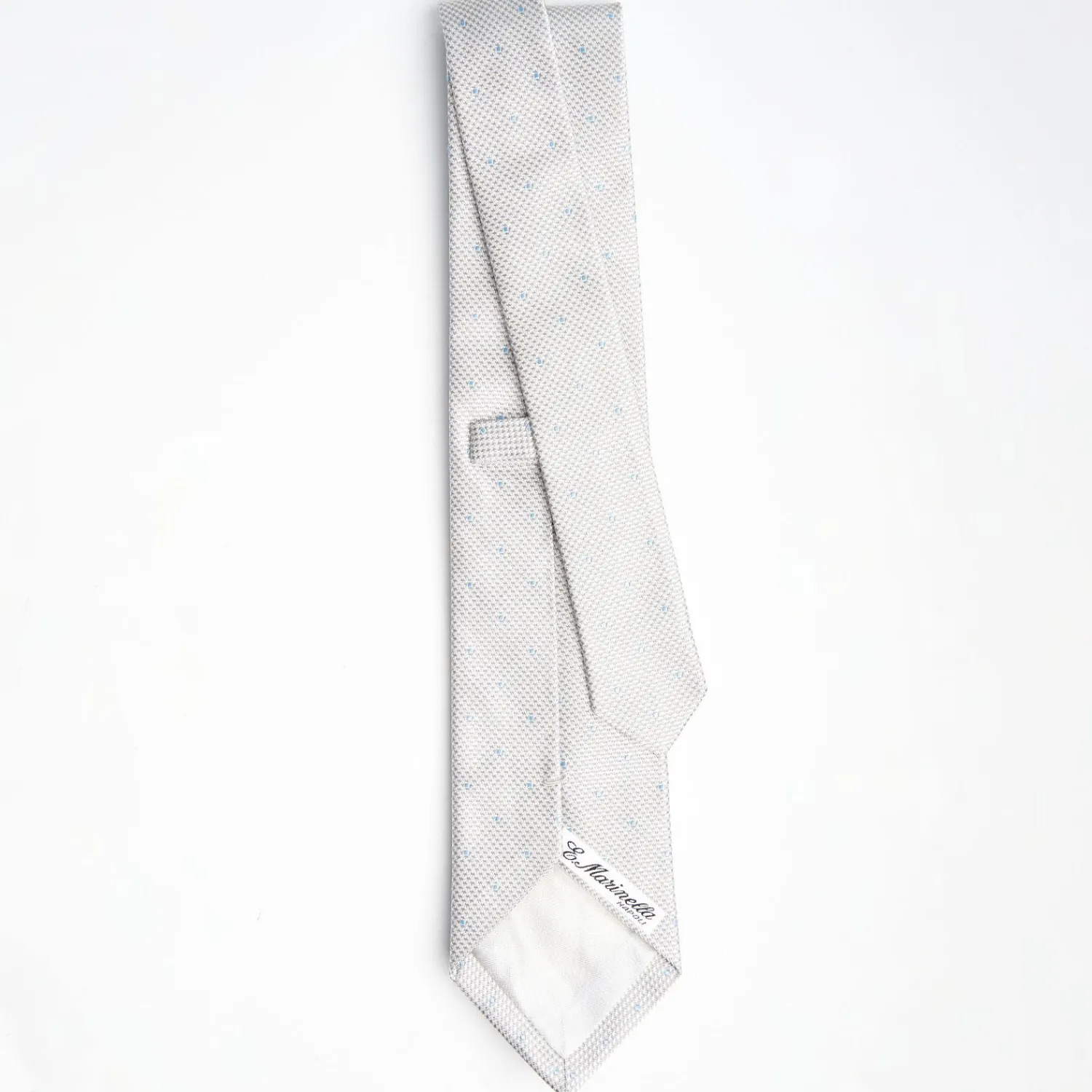 Light Grey Ceremonial Jacquard Silk Tie - Polka Dot Pattern>E.Marinella Clearance
