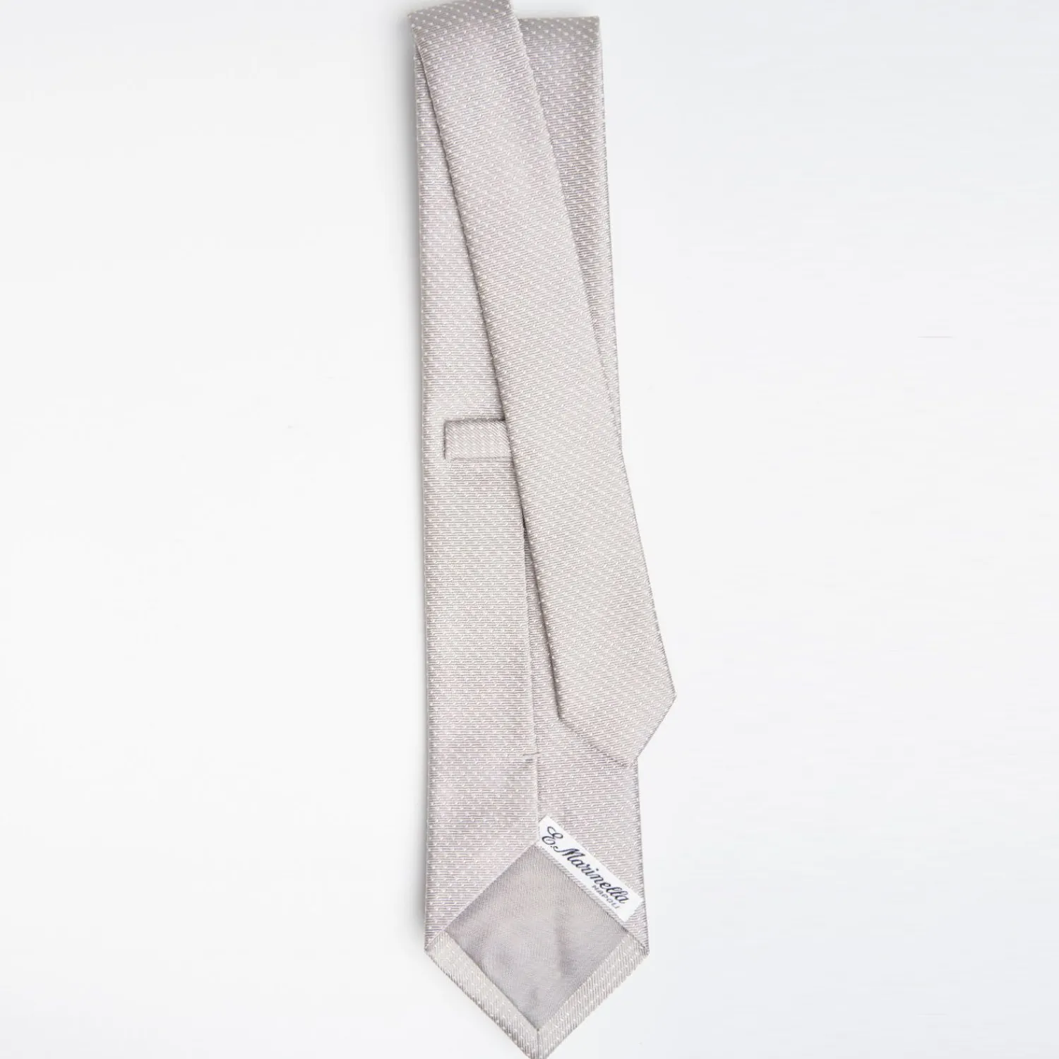Light Grey Ceremonial Jacquard Silk Tie - Small Polka Dot Pattern>E.Marinella Online