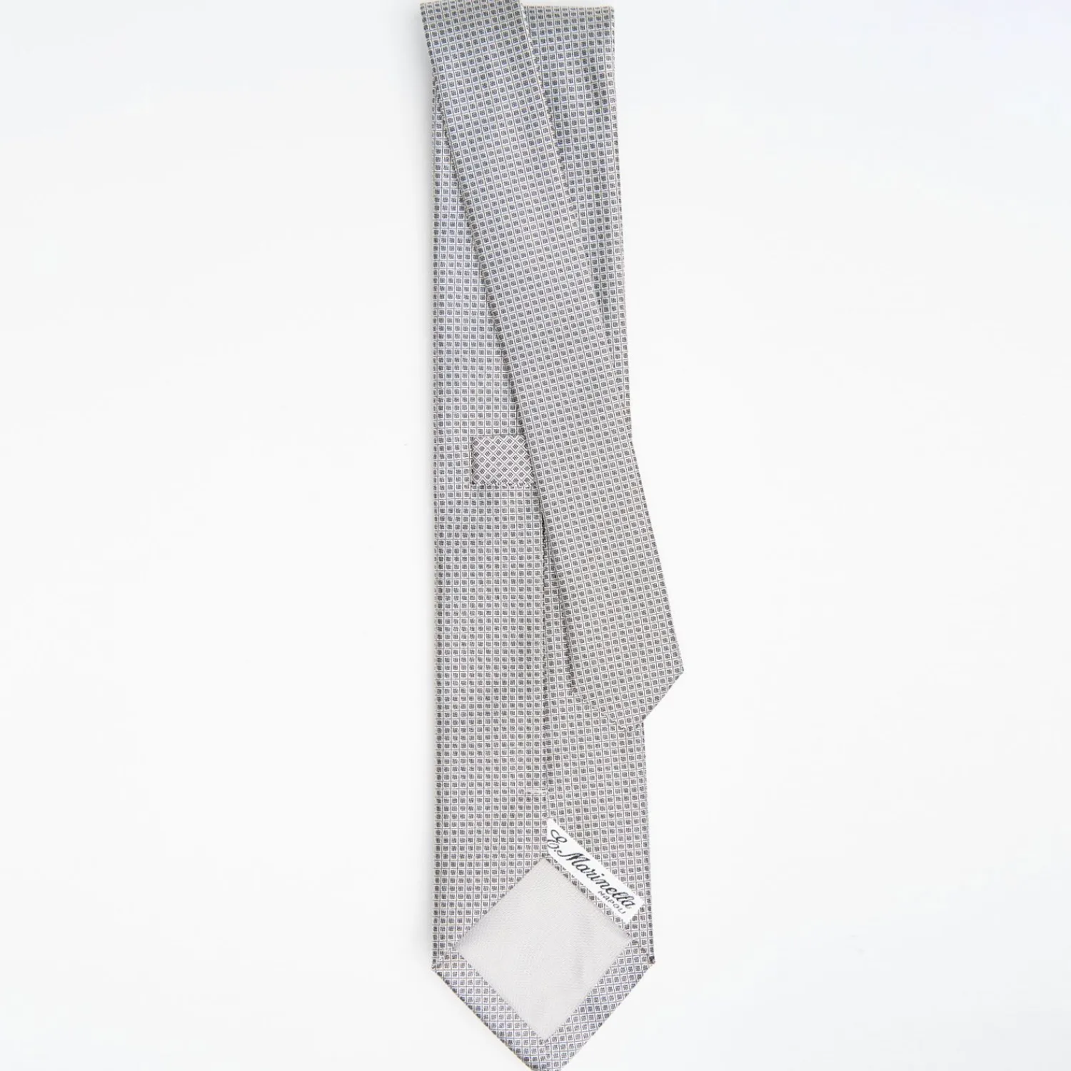 Light Grey Ceremonial Jacquard Silk Tie - Small Geometric Pattern>E.Marinella New