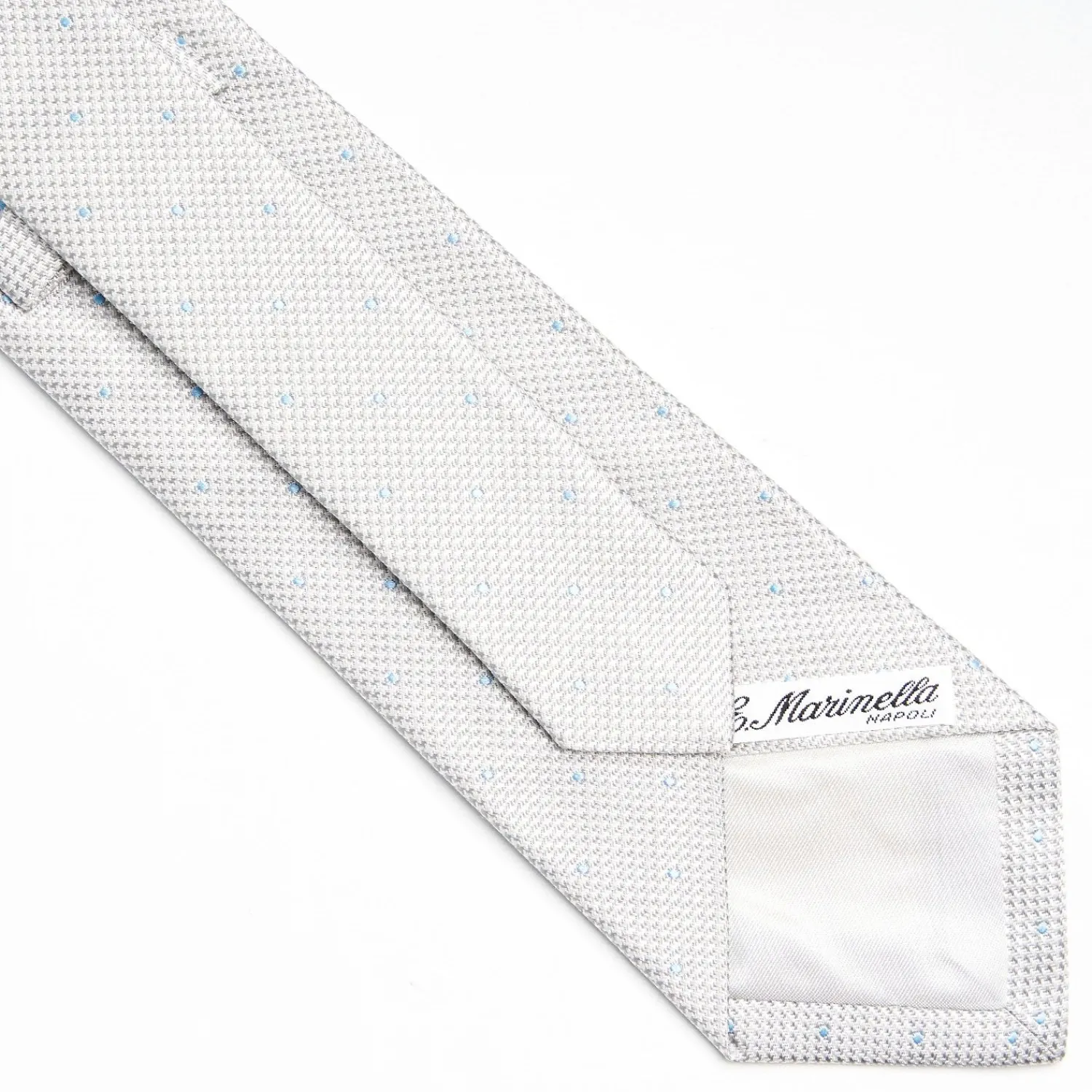 Light Grey Ceremonial Jacquard Silk Tie - Polka Dot Pattern>E.Marinella Clearance