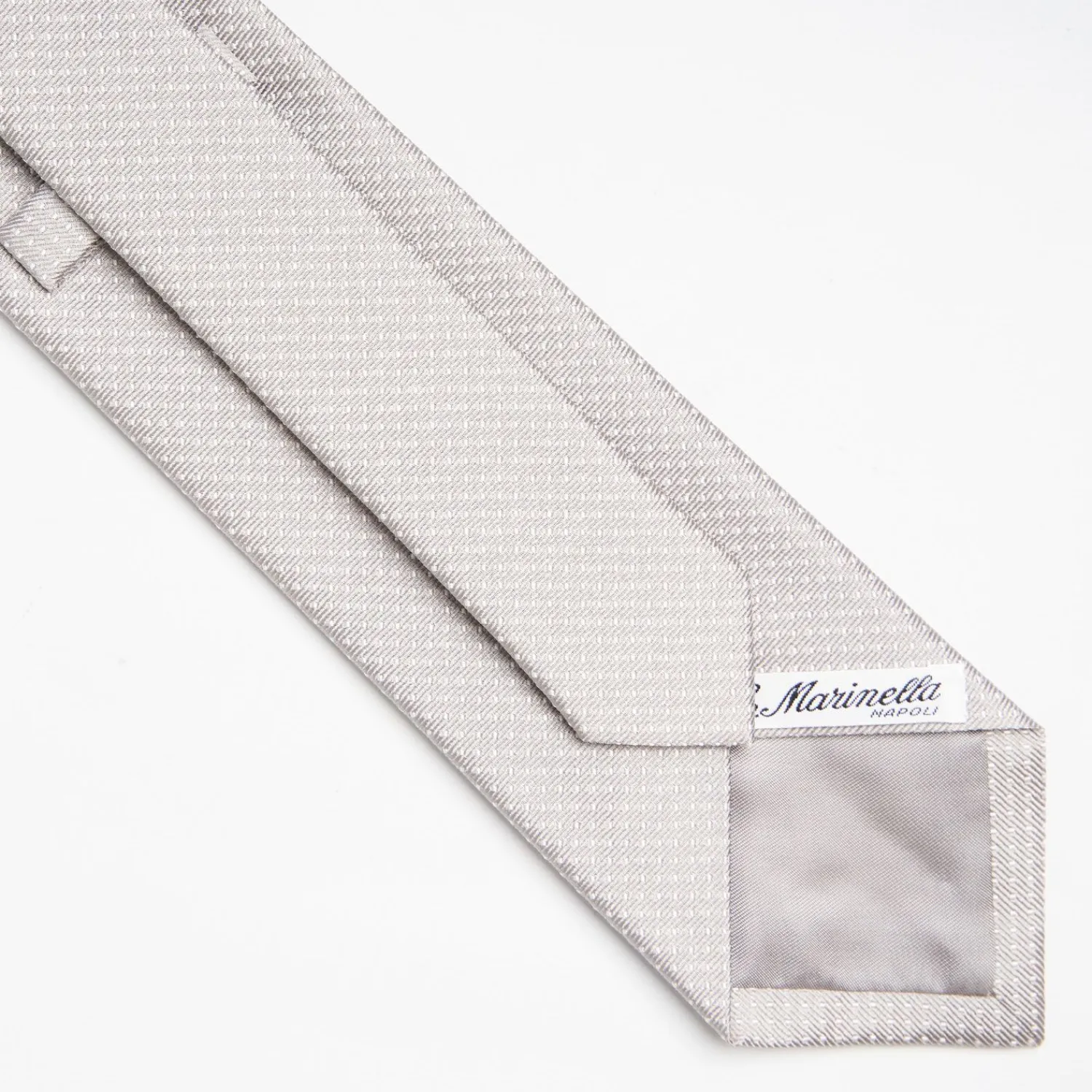 Light Grey Ceremonial Jacquard Silk Tie - Small Polka Dot Pattern>E.Marinella Online