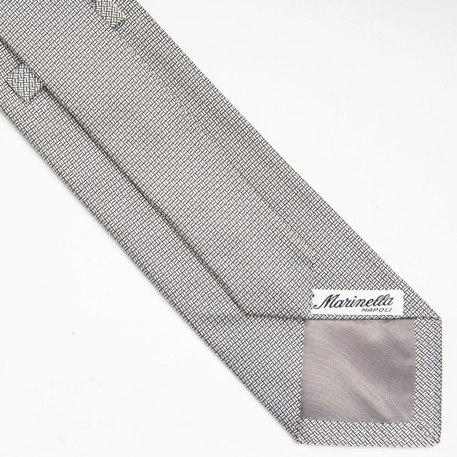 Light Grey Ceremonial Jacquard Silk Tie - Small Geometric Pattern>E.Marinella Best