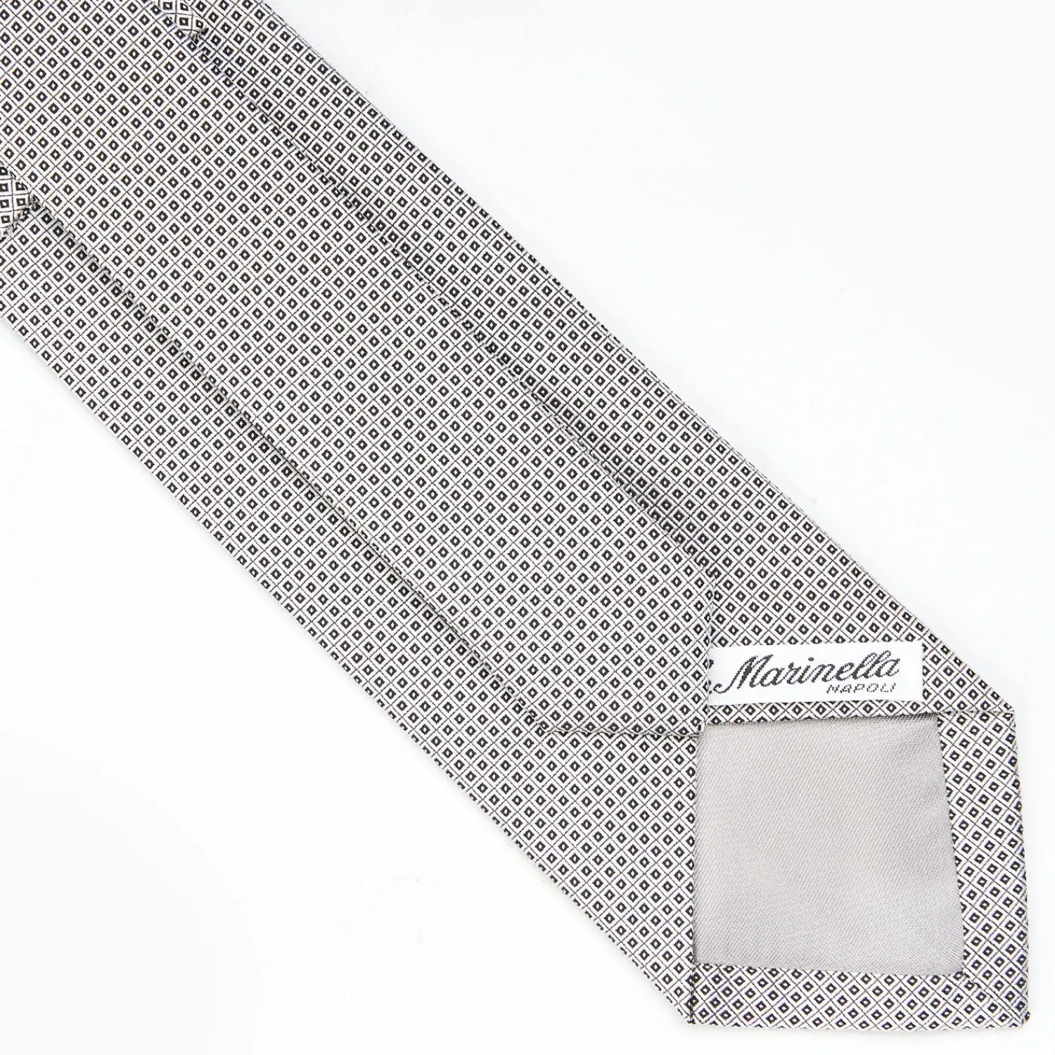 Light Grey Ceremonial Jacquard Silk Tie - Small Geometric Pattern>E.Marinella Hot