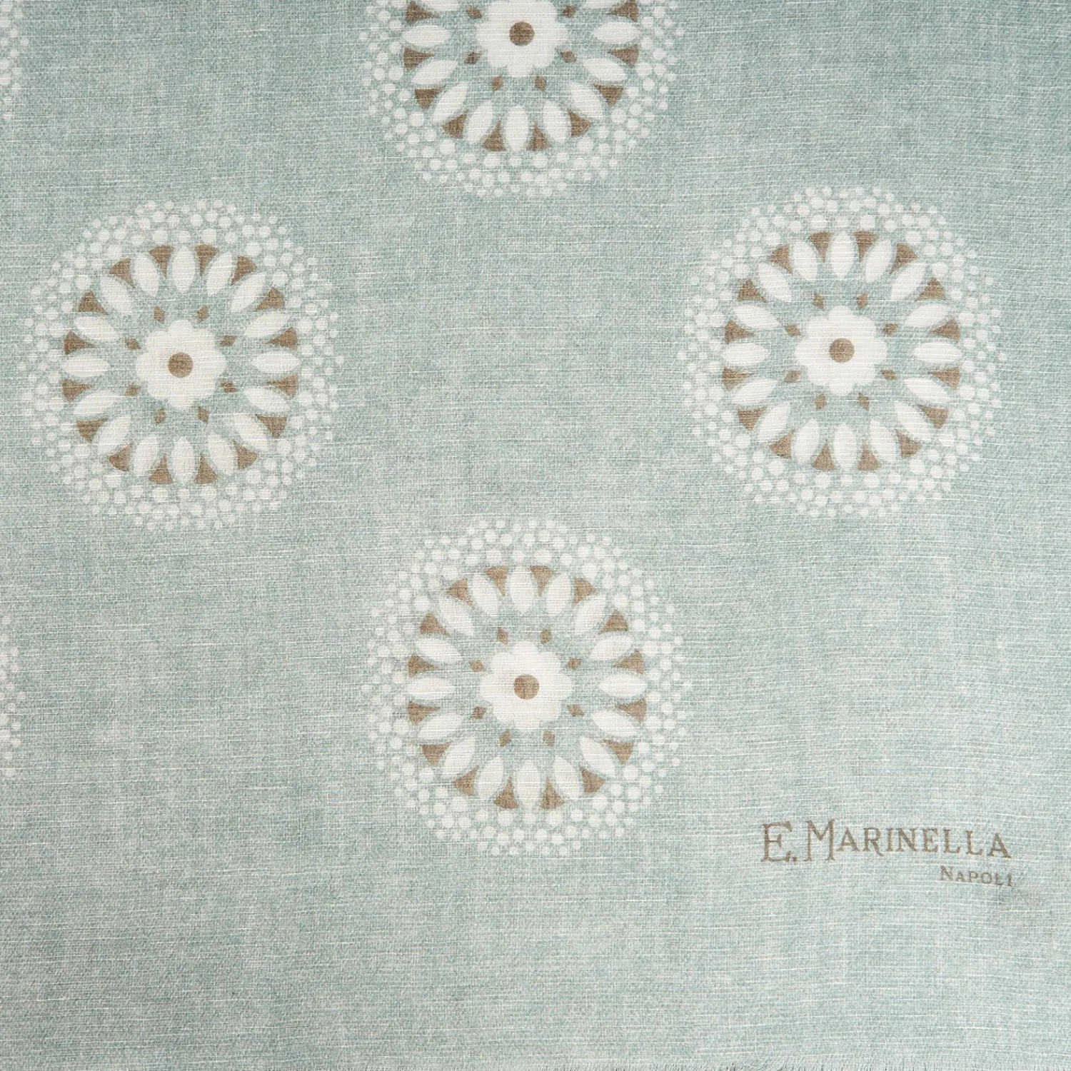 Light Grey Cotton And Linen Scarf - Floral Medallions>E.Marinella Clearance