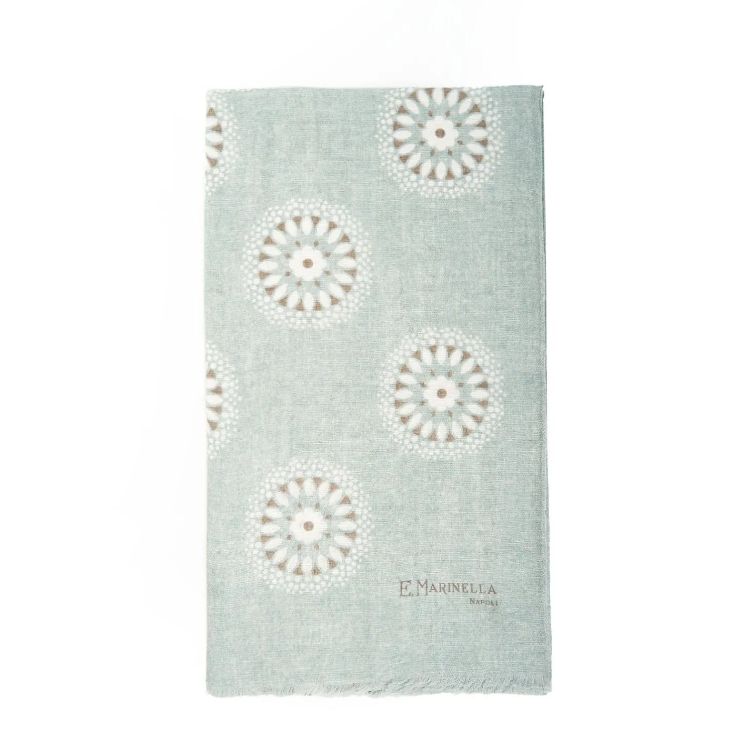 Light Grey Cotton And Linen Scarf - Floral Medallions>E.Marinella Clearance