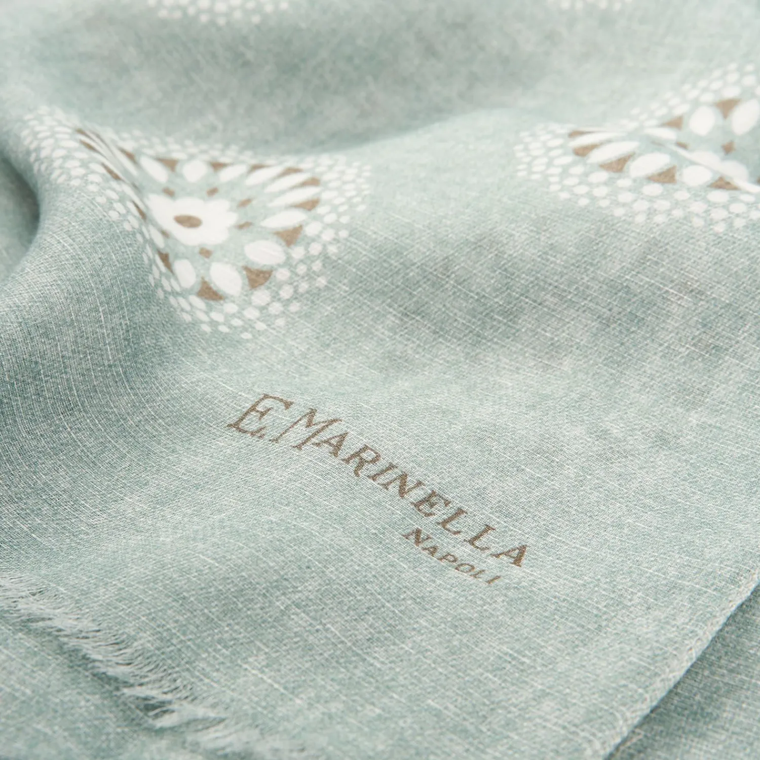 Light Grey Cotton And Linen Scarf - Floral Medallions>E.Marinella Clearance