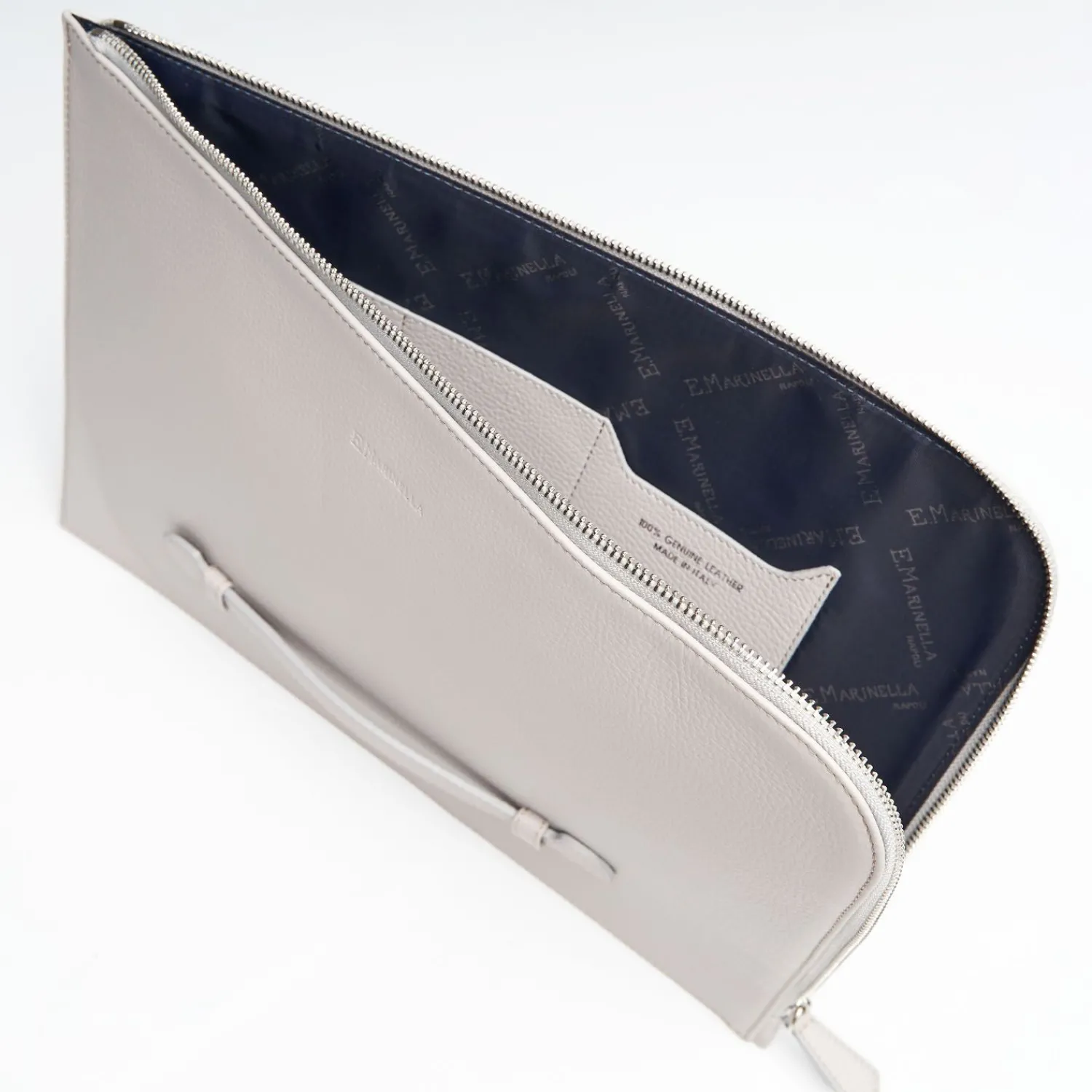 Light Grey Leather Portfolio With Strap>E.Marinella Cheap