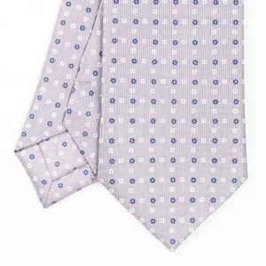 Light Grey Sartorial 7 Cm Silk Tie - Small Flower Pattern>E.Marinella Discount