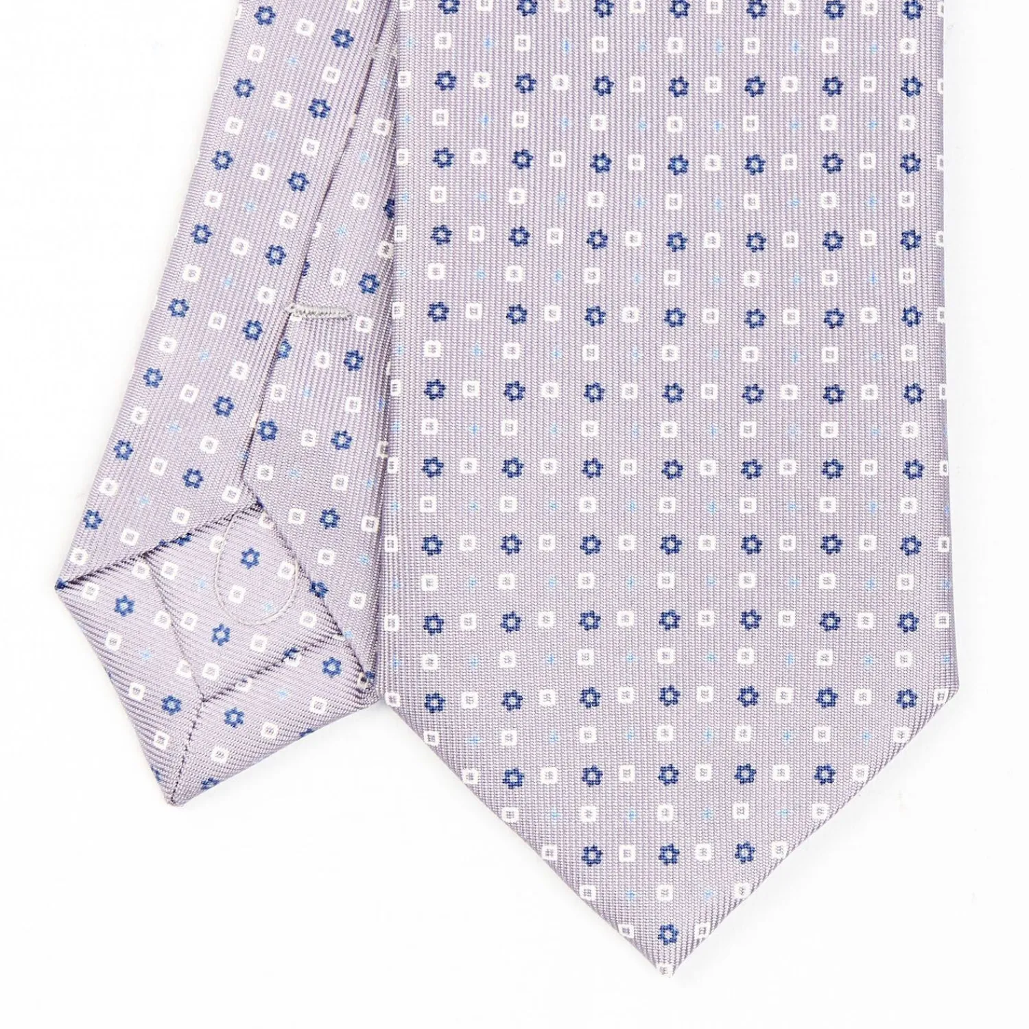 Light Grey Sartorial 7 Cm Silk Tie - Small Flower Pattern>E.Marinella Discount