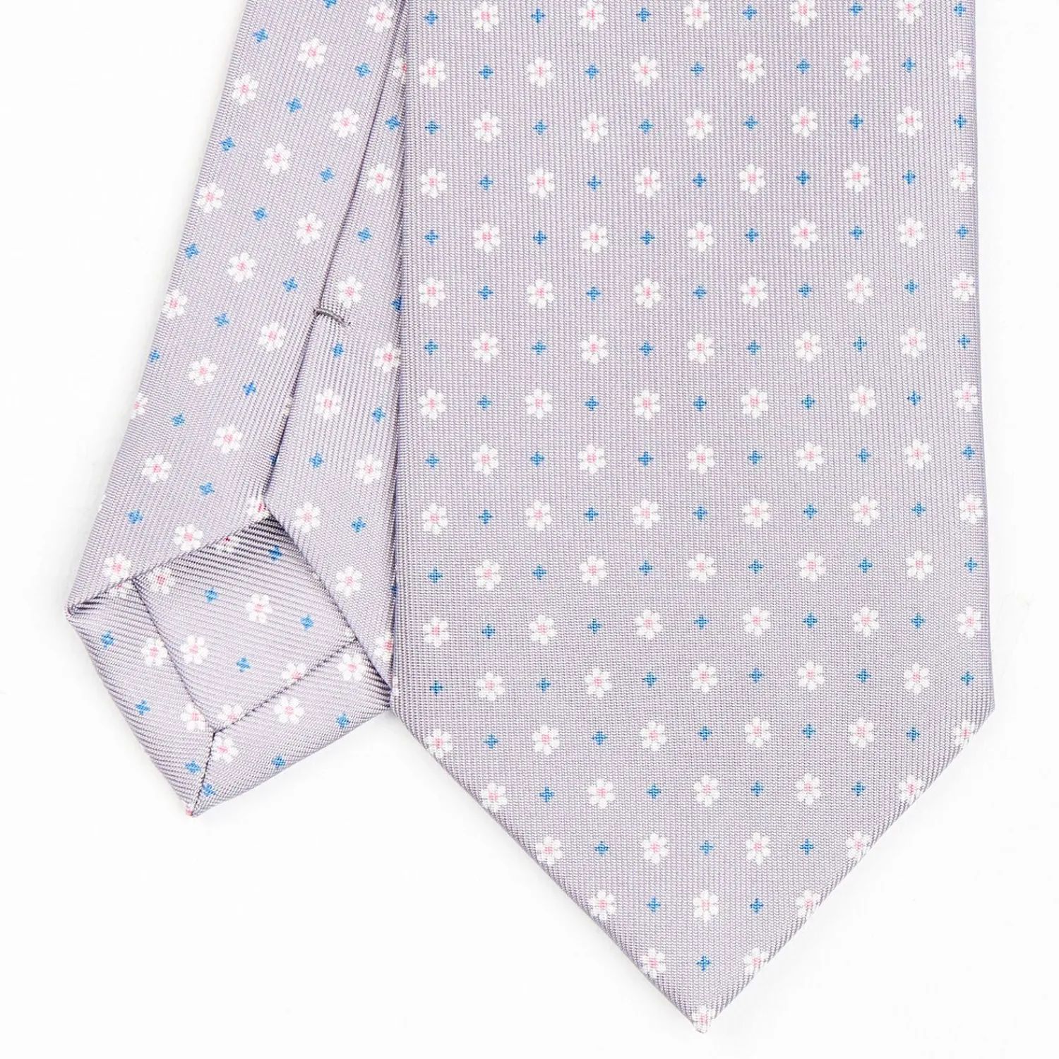Light Grey Sartorial Classic Silk Tie - Small Flower Pattern>E.Marinella Discount