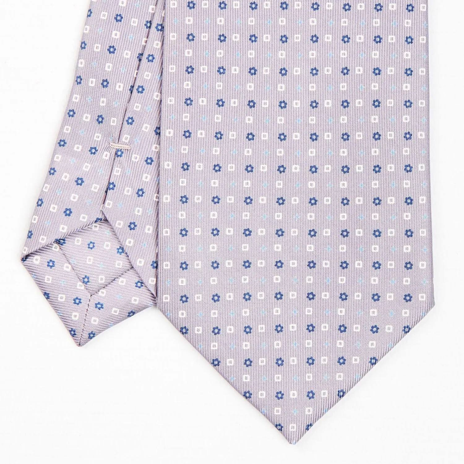 Light Grey Sartorial Classic Silk Tie - Small Flower Pattern>E.Marinella Hot